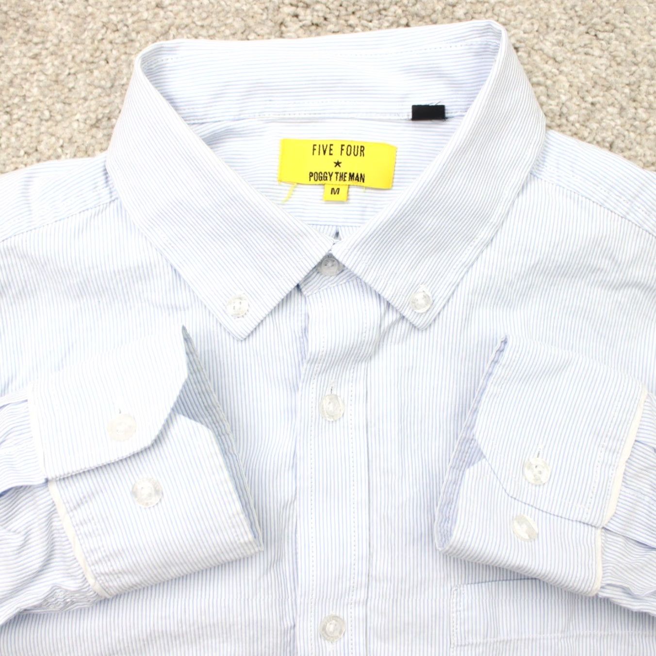 Vintage Five Four Poggy The Man Shirt Mens Medium Blue 100% Cotton Long Sleeve Button Shirt-Down Casual Shirt Mens Medium Blue Size US M / EU 48-50 / 2 - 2 Thumbnail
