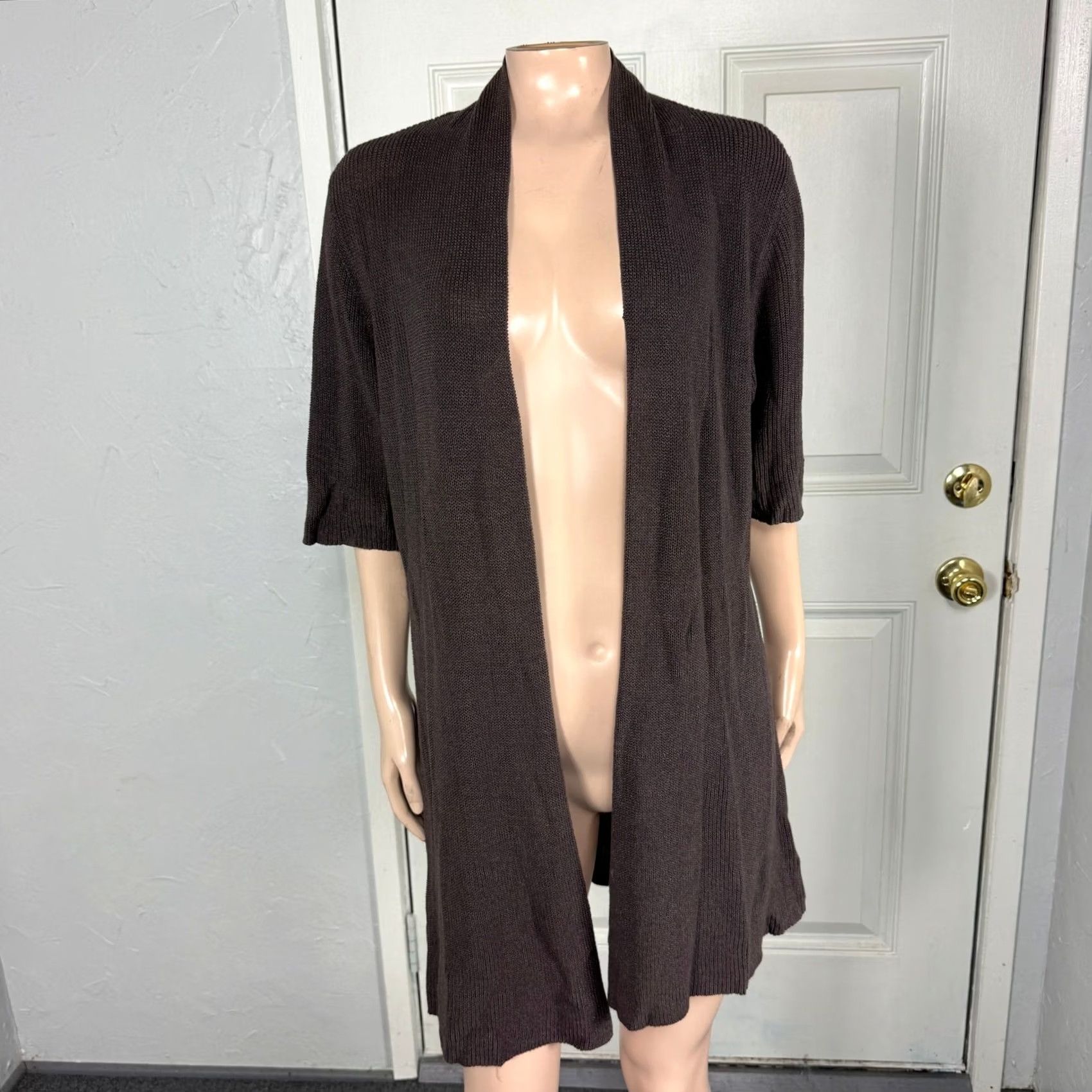 Eileen Fisher Eileen Fisher Cardigan Womens Large Knit Cotton Silk Half Sleeve Sweater H1 Size L / US 10 / IT 46 - 2 Thumbnail