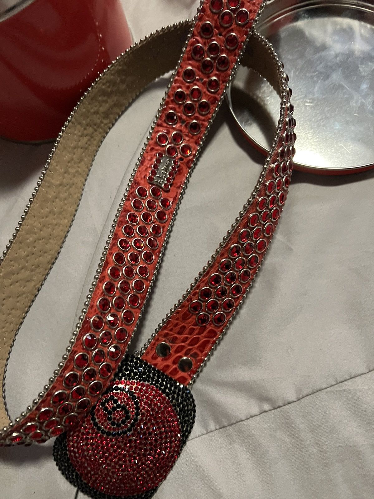 B.B. Simon Red B.B. Simon 8Ball belt Size 36 - 2 Thumbnail