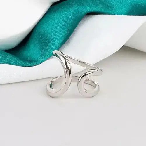 Jewelry × Vintage Abstract Ring Bold Silver Modern Chrome Punk Art Psychedelic Size ONE SIZE - 2 Thumbnail