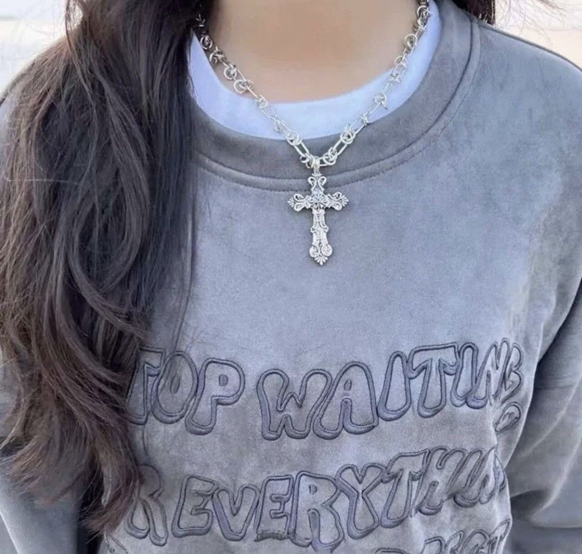Jewelry Cross Linked Chain Punk Gothic Necklace Size ONE SIZE - 3 Thumbnail