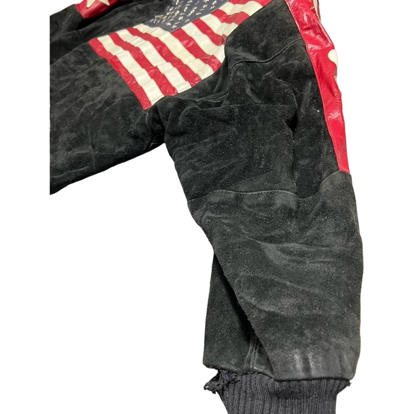 Phoenix Clothing VTG Outerwear By Phoenix USA Flag Suede Leather Jacket USA Size US L / EU 52-54 / 3 - 4 Thumbnail