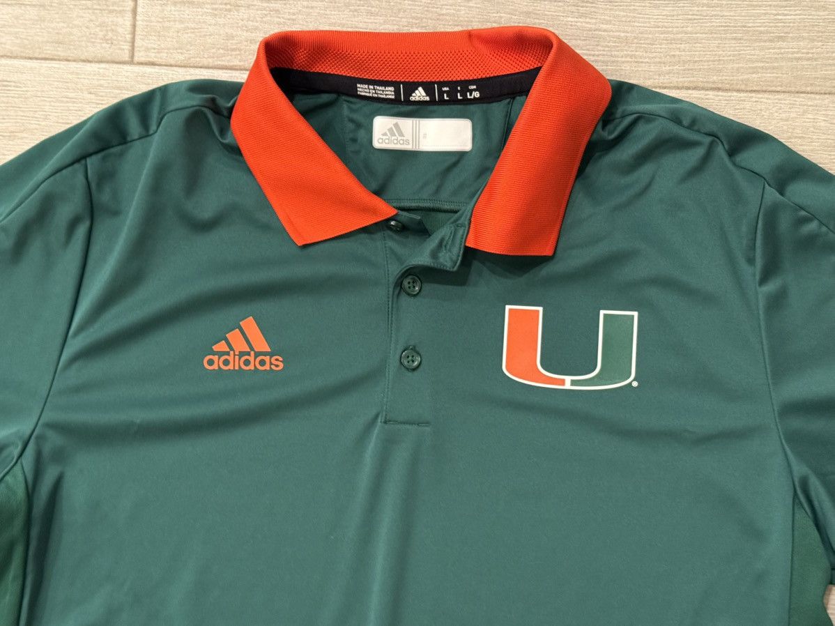 Adidas adidas Miami Hurricanes Green Orange Climate Polo Shirt Sz L Size US L / EU 52-54 / 3 - 2 Thumbnail