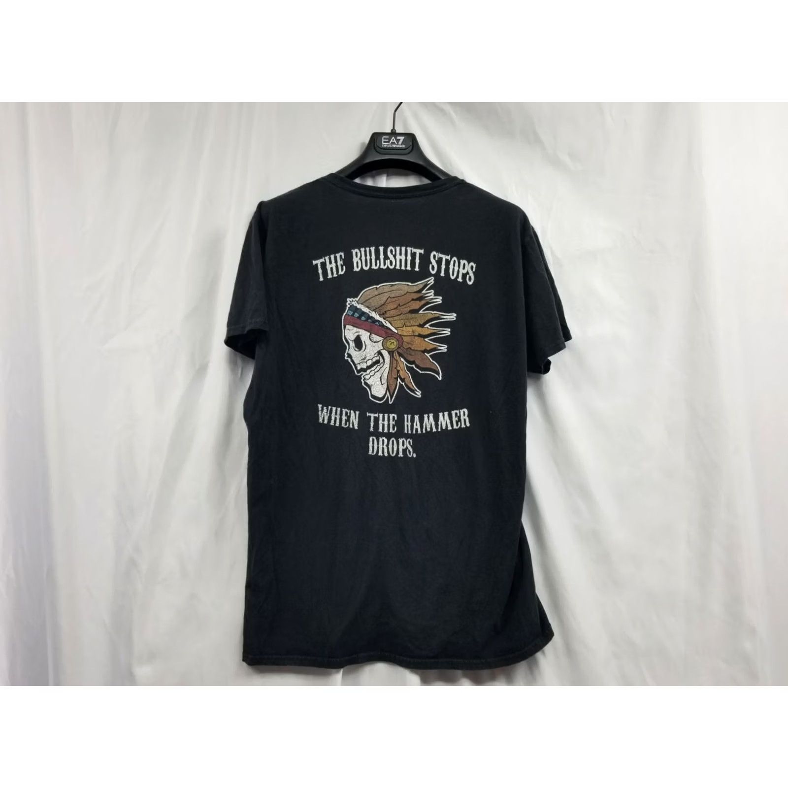 Hanes Hanes Gun T-Shirt Mens L Black The BS stops when the hammer drop Ammo Right Funny Cotton Size US L / EU 52-54 / 3 - 7 Thumbnail