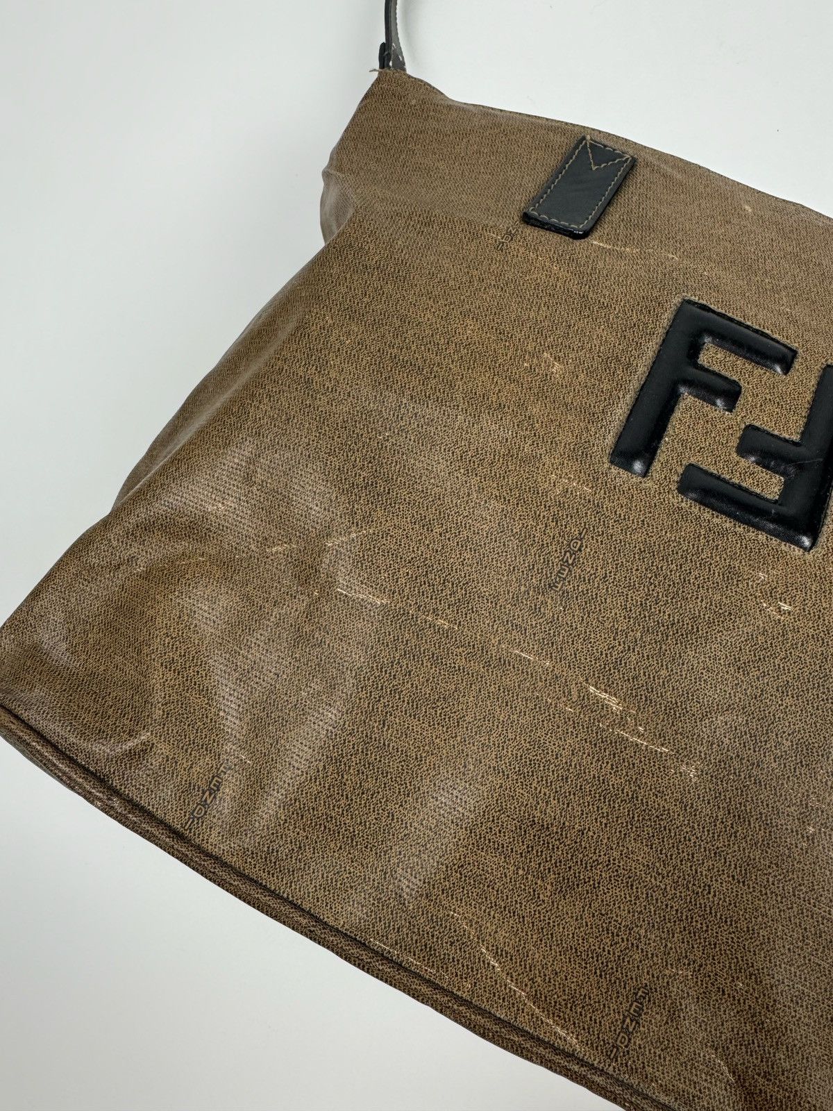 Fendi 1990’s Vintage Distressed Fendi Logo PVC Shoulder Bag Size ONE SIZE - 8 Thumbnail