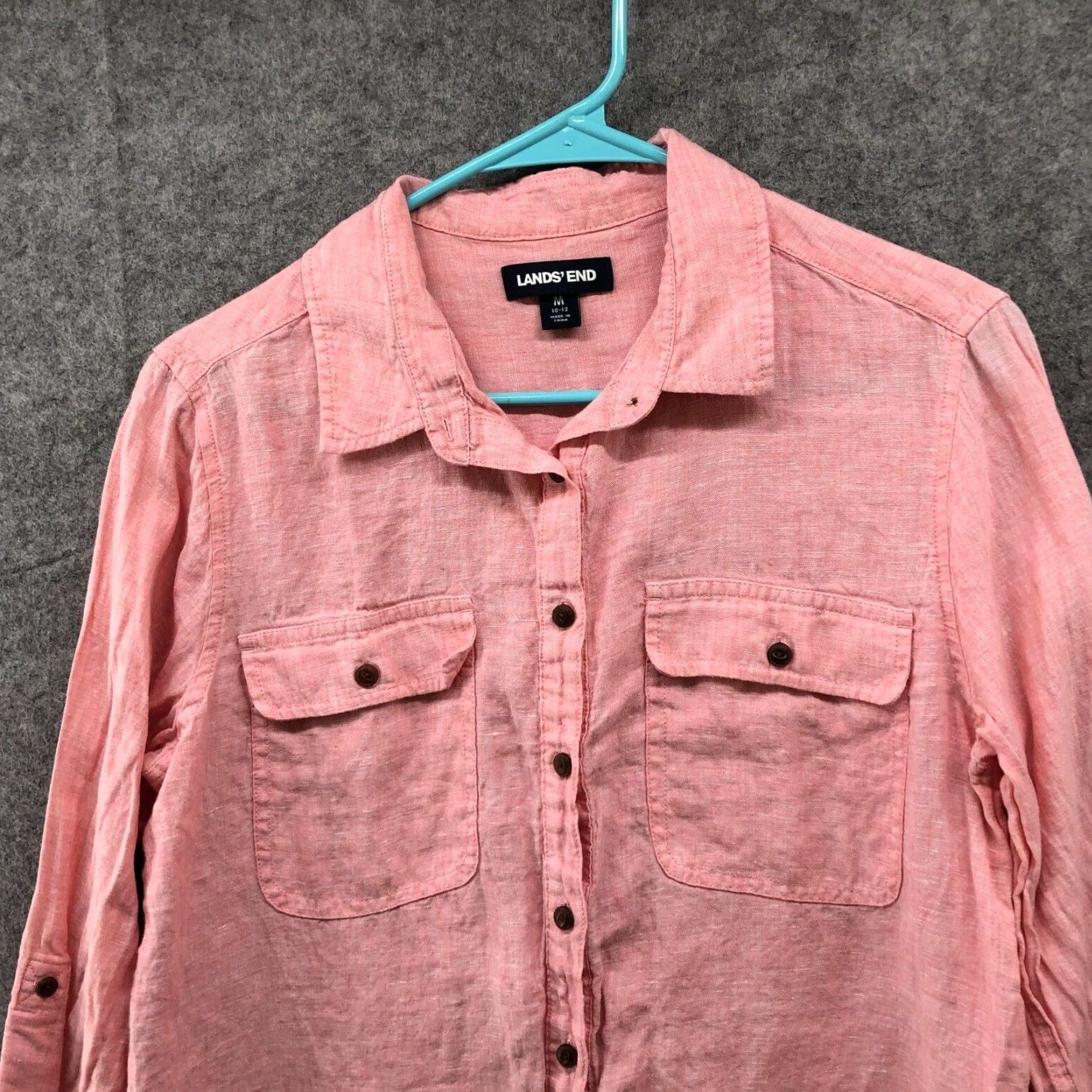Vintage Lands' End Linen Button Up Shirt Size M / US 6-8 / IT 42-44 - 4 Thumbnail