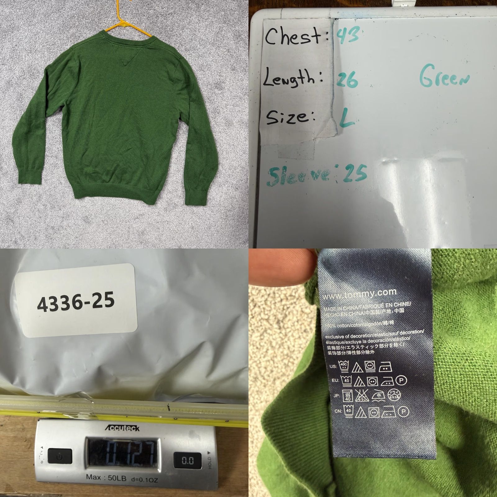 Tommy Hilfiger Tommy Hilfiger Sweater Men L Green Knit Solid V-Neck 100% Cotton Embroidered Logo Polo Pullover Classic Modern Size US L / EU 52-54 / 3 - 8 Thumbnail