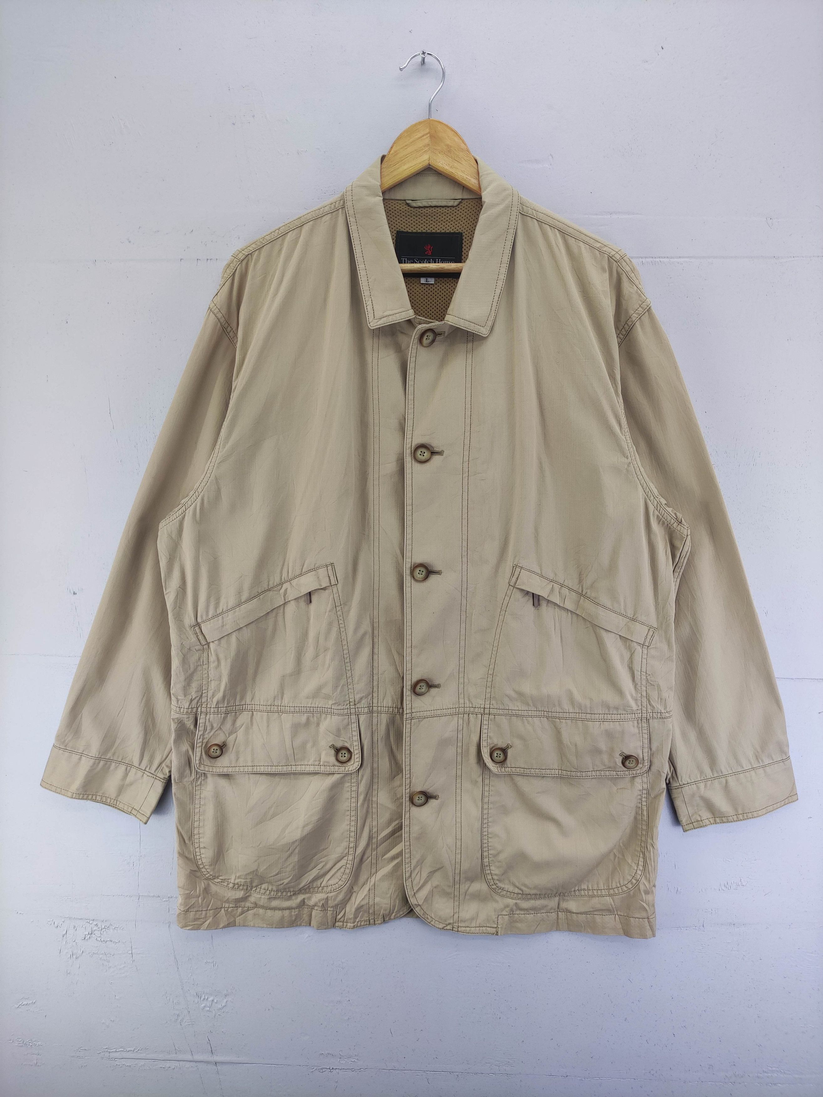 image of Vintage The Scotch House Button Up Jacket in Cream, Men's (Size Large)