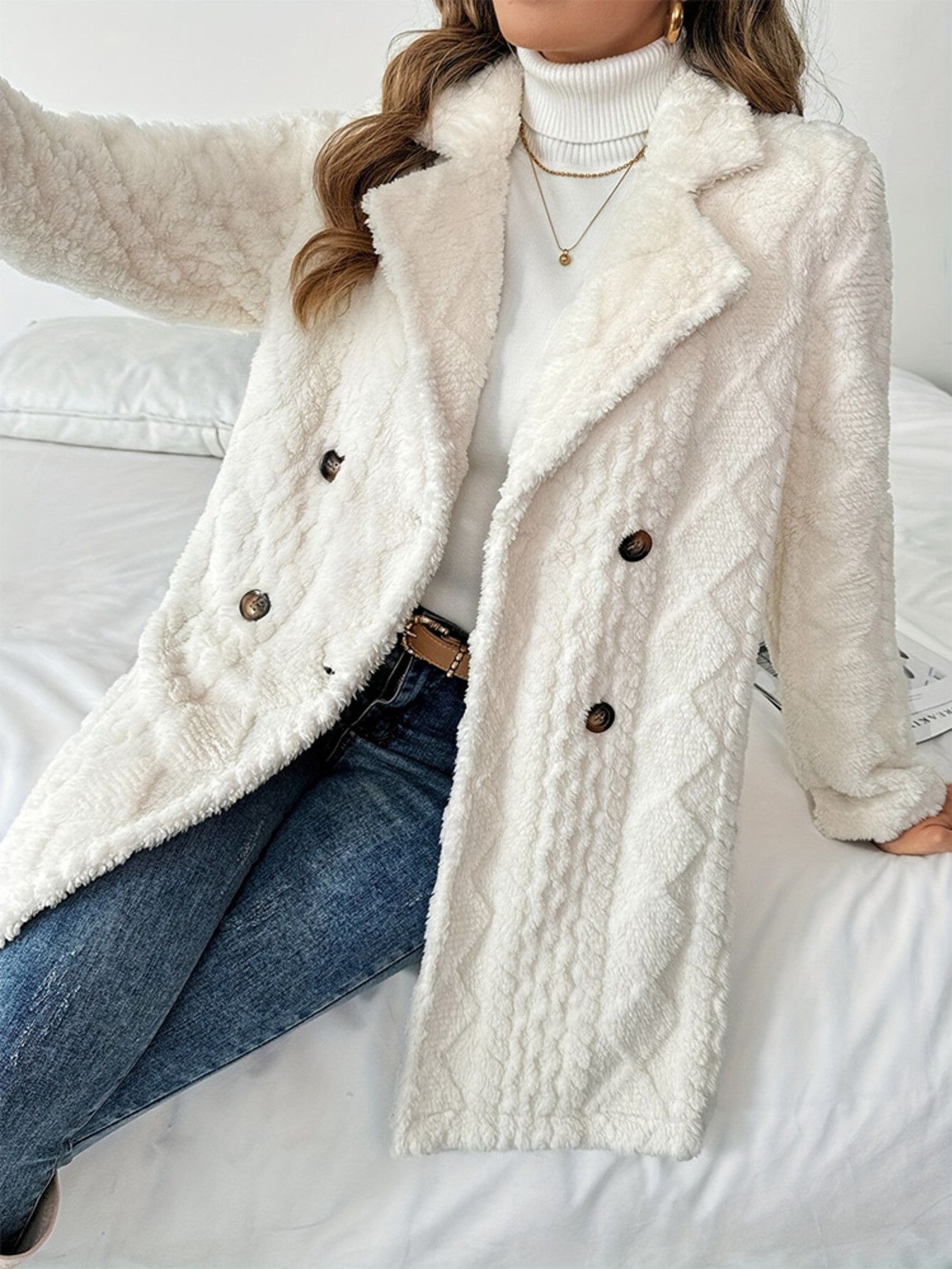 Other Fleece Double-Breasted Longline Coat Size XL / US 12-14 / IT 48-50 - 1 Thumbnail