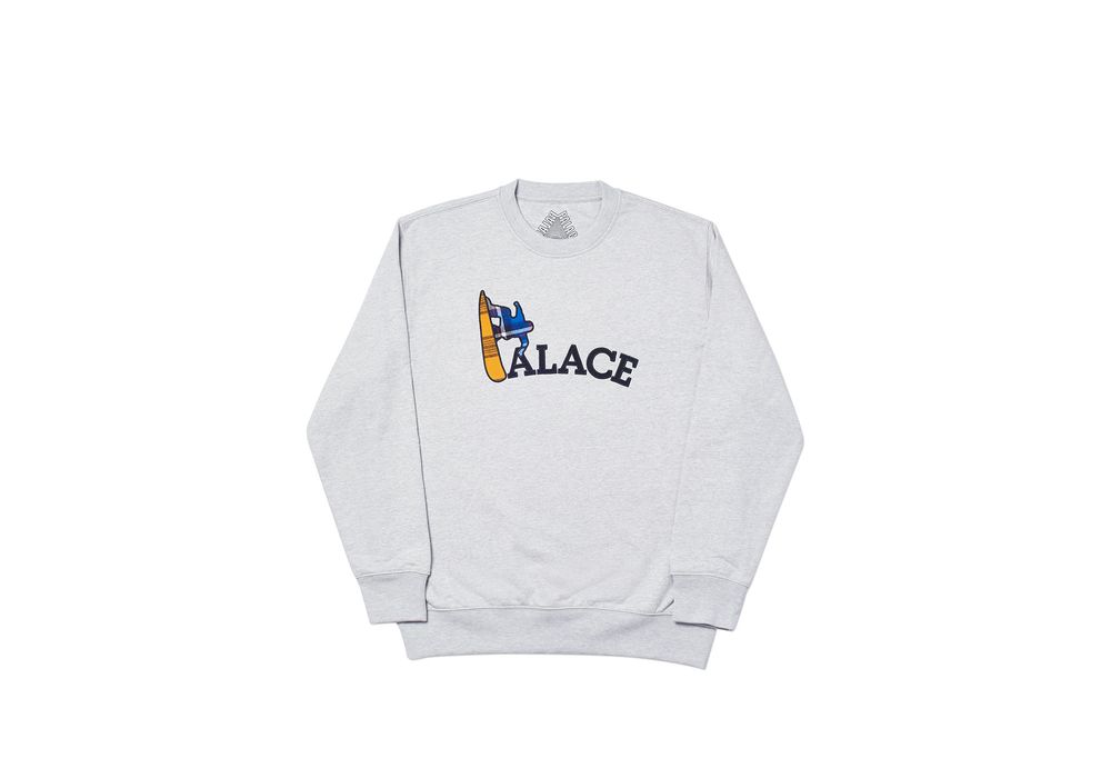 Palace 💚 2019 Palace Turf Surf Crew Grey Marl Large | Grailed