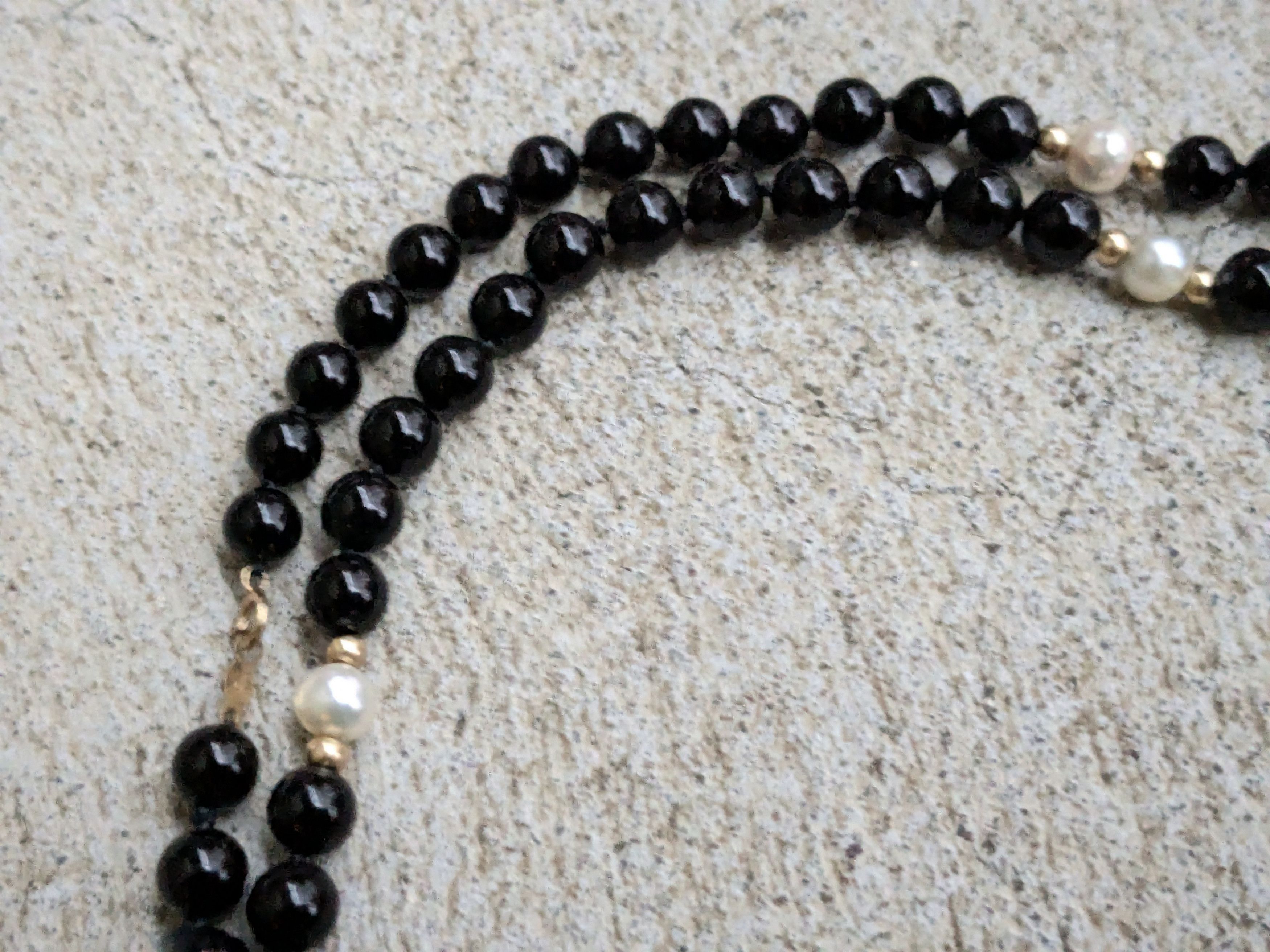Vintage Vintage 14k Gold Onyx Necklace Beads Round Size ONE SIZE - 7 Thumbnail
