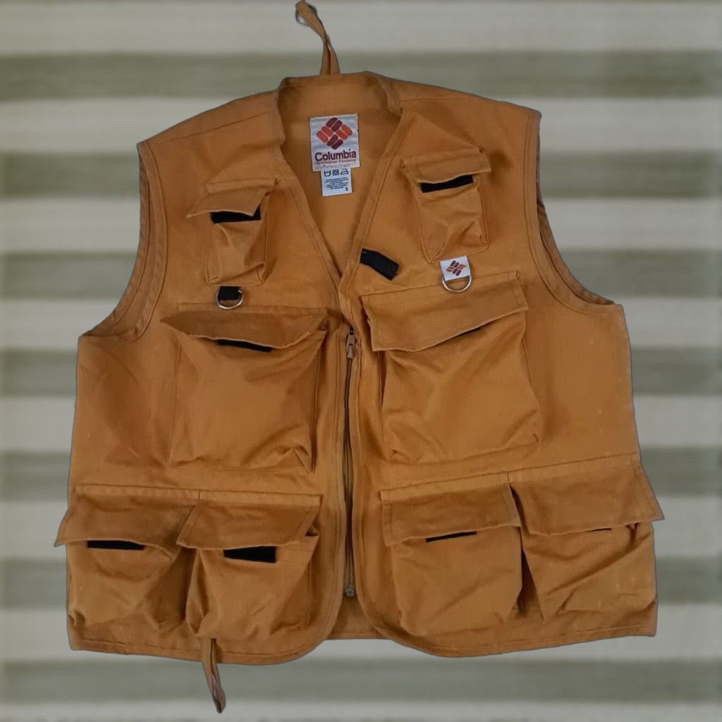 CLOSED VINTAGE Columbia Fishing Vest Cotton Canvas Full Zip Pockets Unisex Adults Small Brown 25in Long 22in Pit to Pit Size US S / EU 44-46 / 1 - 1 Thumbnail