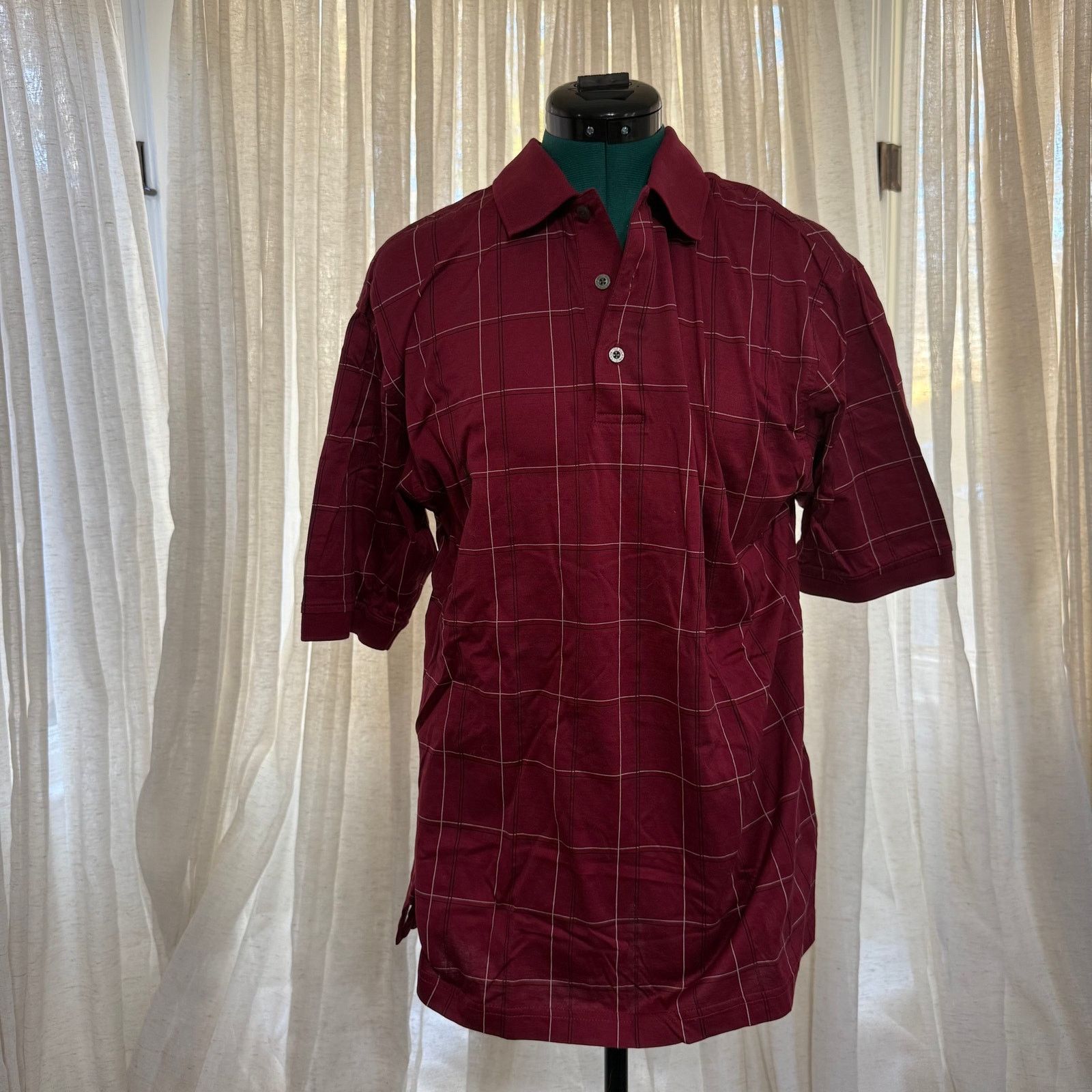 Jos. A. Bank Jos. A. Bank Golf Burgundy Windowpane Shirt | Sz M Size US M / EU 48-50 / 2 - 2 Thumbnail