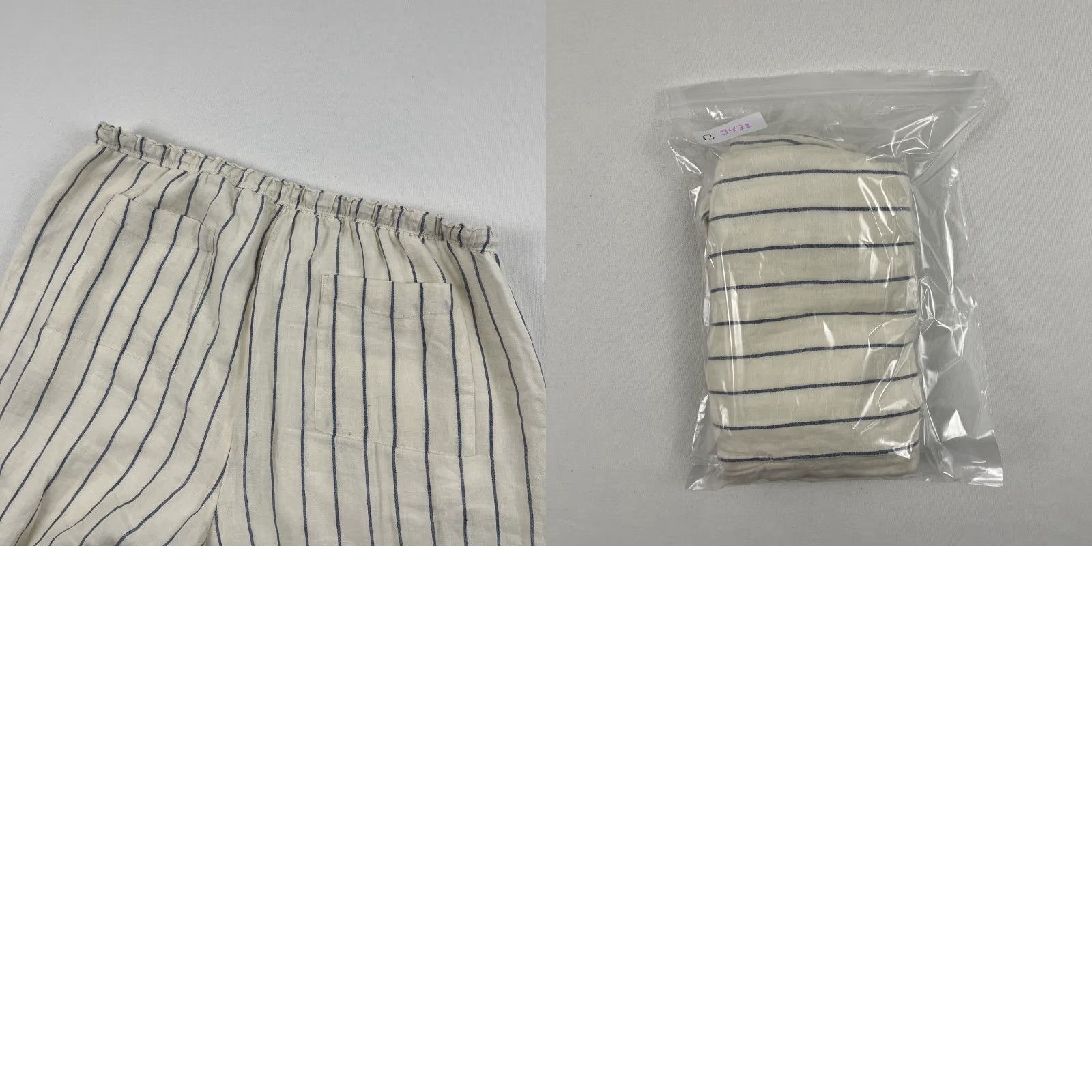 J.Crew J. Crew Soleil Pants Womens XL Ivory White Striped Linen Wide Leg Lined Elastic Size 40" / US 18 - 9 Thumbnail