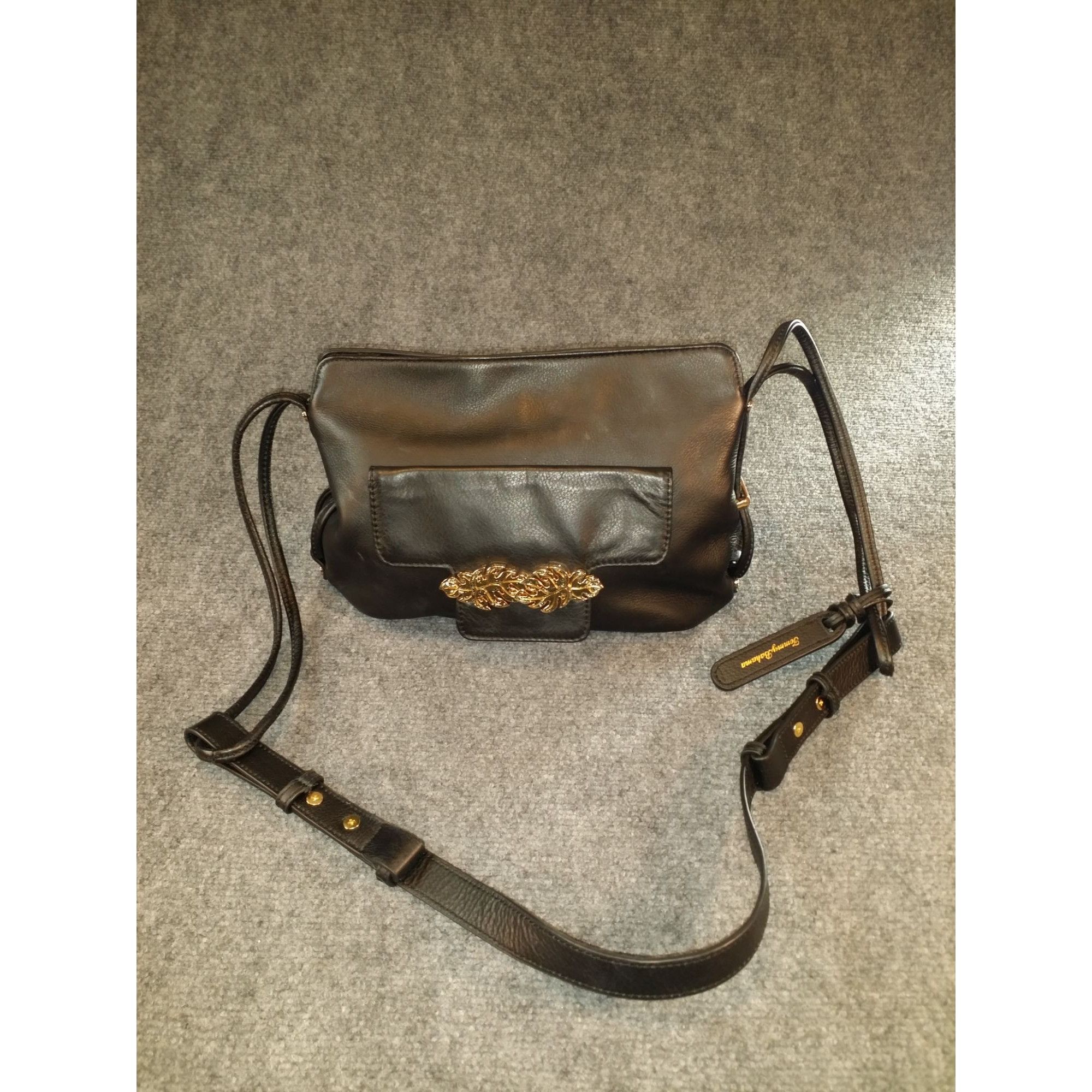 Tommy Bahama Tommy Bahama Crossbody Bag Black Leather Embroidered Gold To Size ONE SIZE - 1 Thumbnail