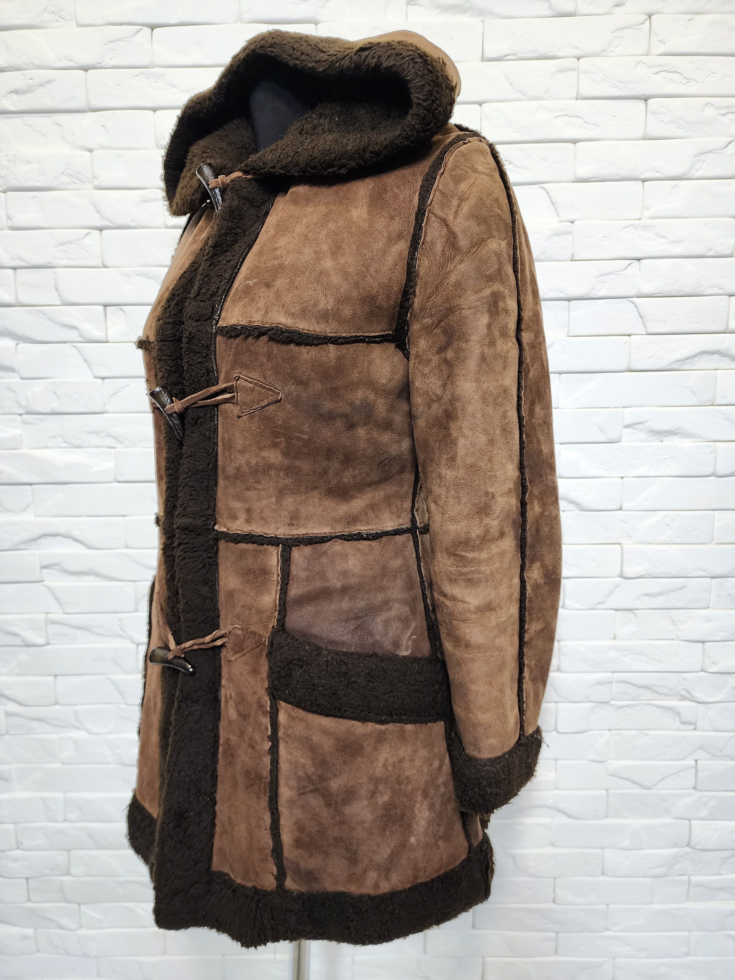 Genuine Leather Brown Suede Leather Jacket: Classic Hooded Design Size S / US 4 / IT 40 - 2 Thumbnail