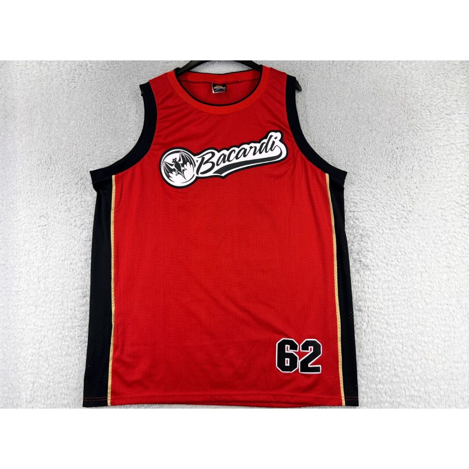 Vintage VINTAGE Bacardi Basketball Jersey Mens XL Red Black Logo Embroidered Knit Polyester Short Sleeve V-Neck T-Shirt Beach 90s Size US XL / EU 56 / 4 - 2 Thumbnail