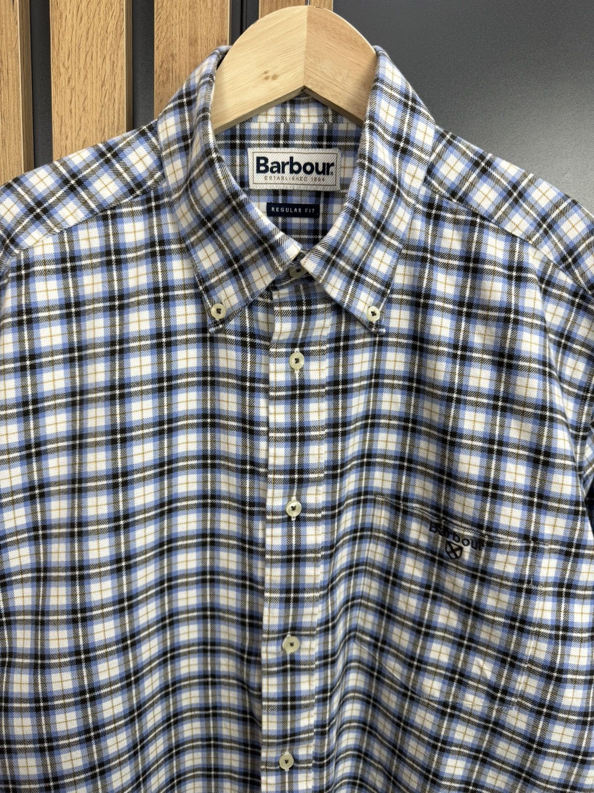 Barbour Barbour Regular Fit Plaid Shirt Blue Check Cotton Size M Size US M / EU 48-50 / 2 - 2 Thumbnail