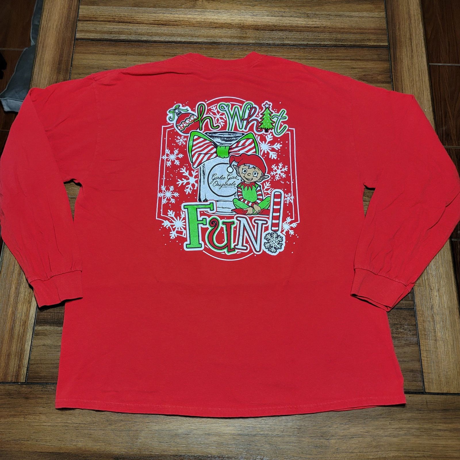 Other Girlie Girl LS Christmas Tee (Gildan) "Oh What Fun" Elf - XL Size XL / US 12-14 / IT 48-50 - 1 Thumbnail
