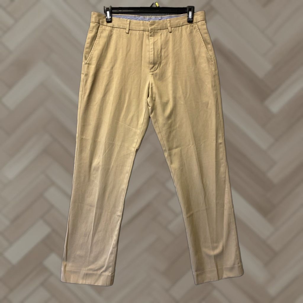 J.Crew J.Crew Chino Pants - Tan Cotton Twill, Flat Front, Tapered Leg, Regular Fit, 34x32, Men's Casual Outdoor Dress Pants Size US 34 / EU 50 - 1 Thumbnail