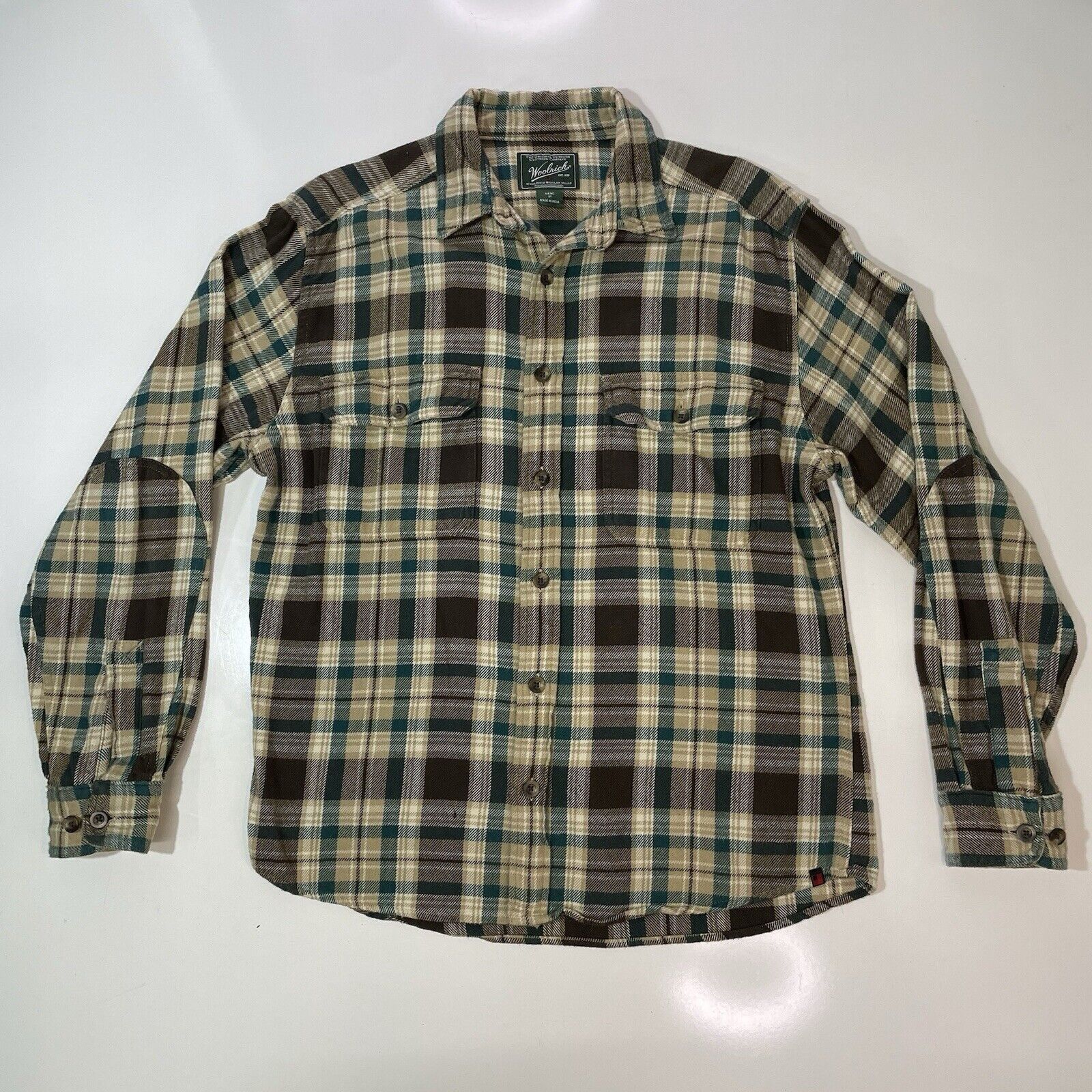 Woolrich Woolen Mills Woolrich Men's Green Blue Plaid Flannel Shirt Size M Outdoor Size US M / EU 48-50 / 2 - 1 Thumbnail