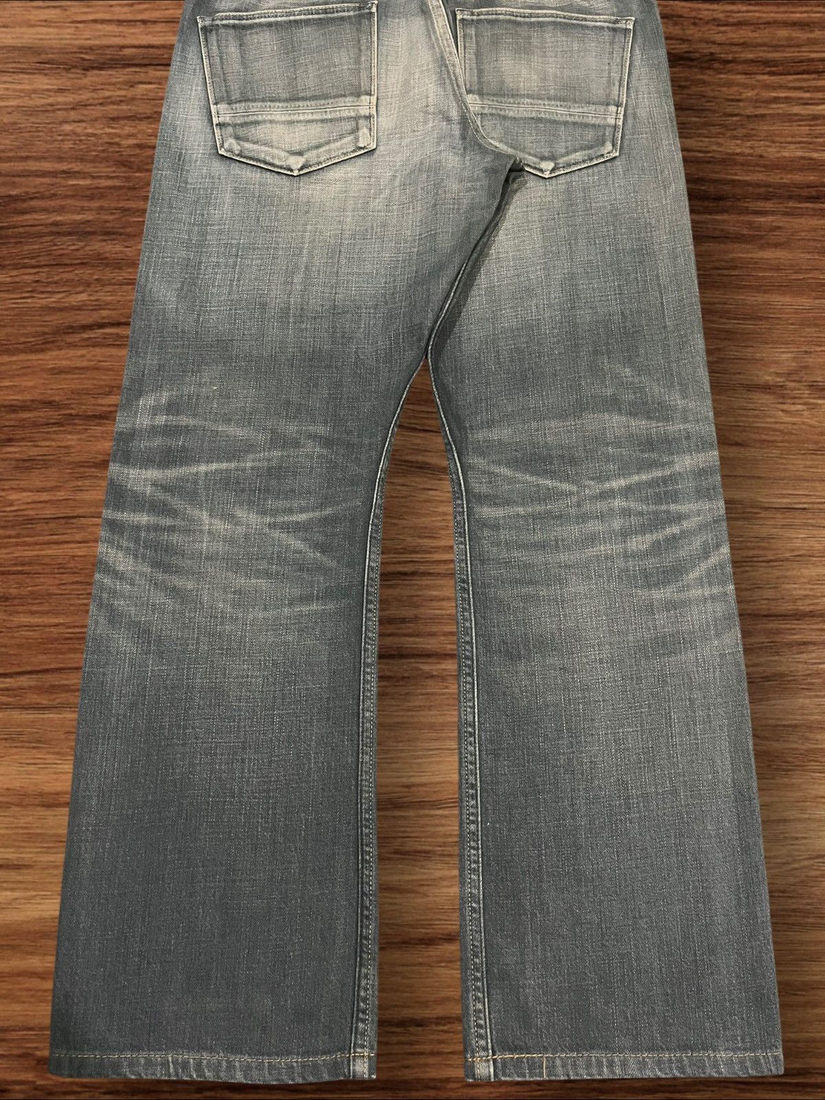 Japanese Brand × Tornado Mart Vintage Japanese Back Number Buckle Back Blue Faded Jeans Size US 33 - 11 Thumbnail