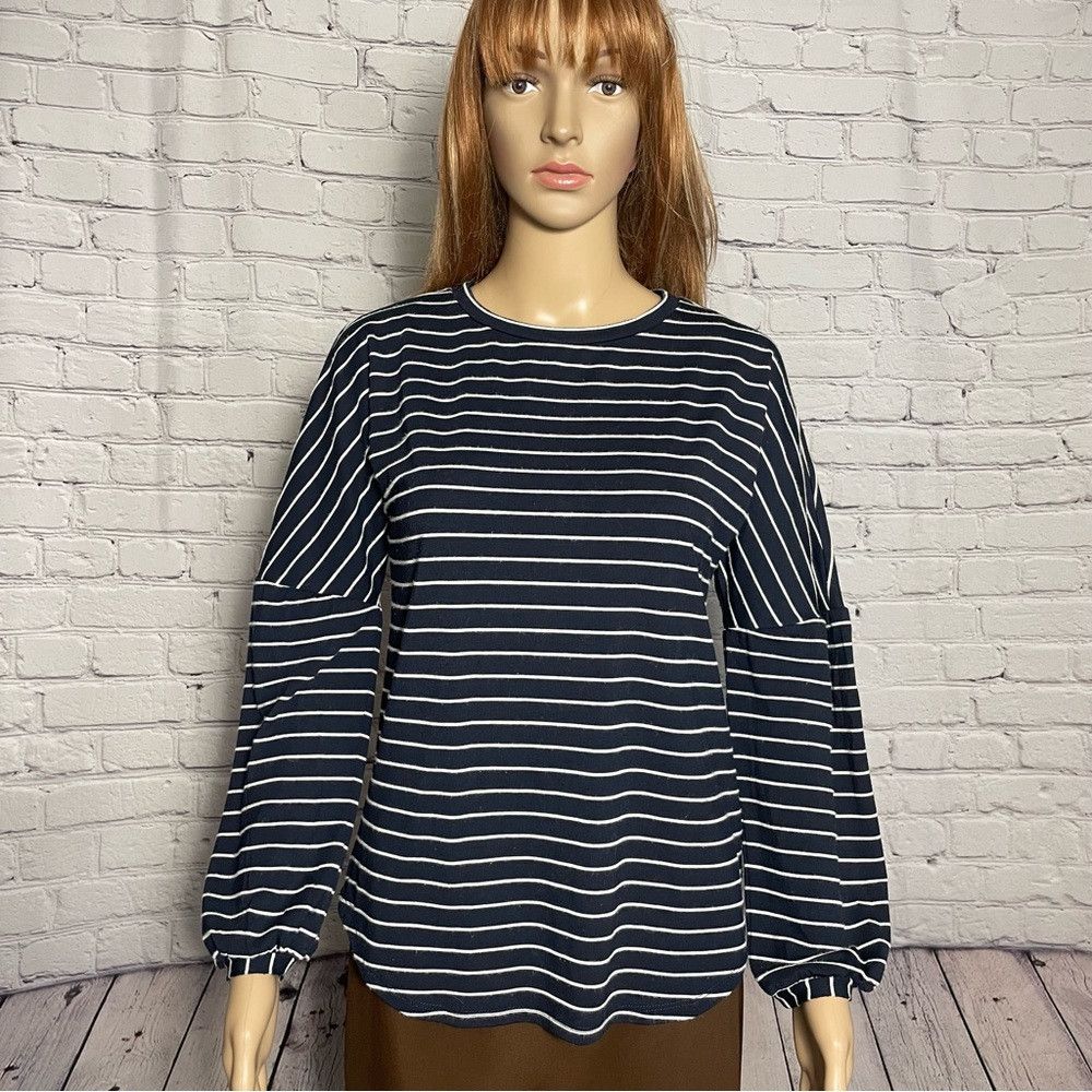 Juicy Couture Juicy Couture Navy Striped Drop Shoulder Long Balloon Sleev Size XS / US 0-2 / IT 36-38 - 1 Thumbnail