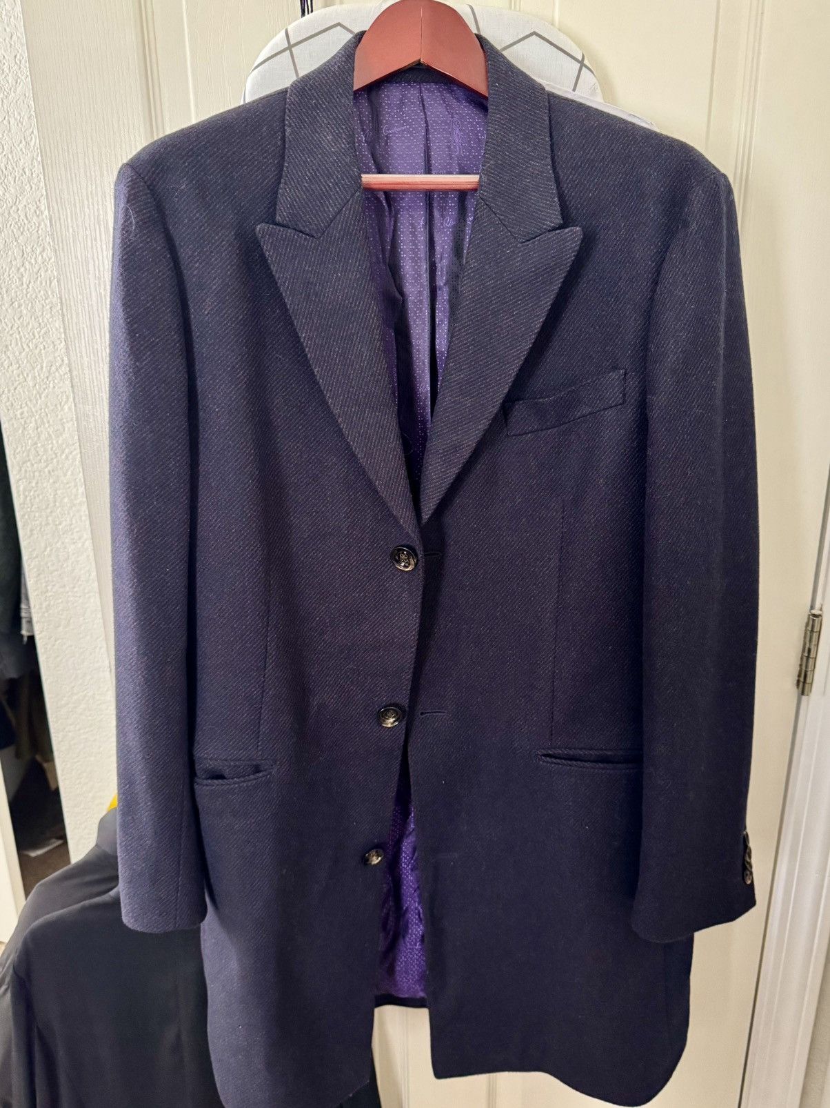 Robert Graham Robert Graham Purple Wool Peak Label Long Overcoat 42R Size US L / EU 52-54 / 3 - 1 Thumbnail