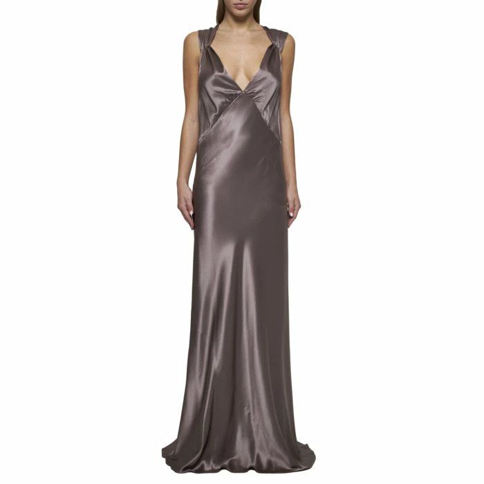 Saint Laurent Paris o1bcso1str0426 Satin Silk Gown in Grey Size XL / US 12-14 / IT 48-50 - 2 Thumbnail