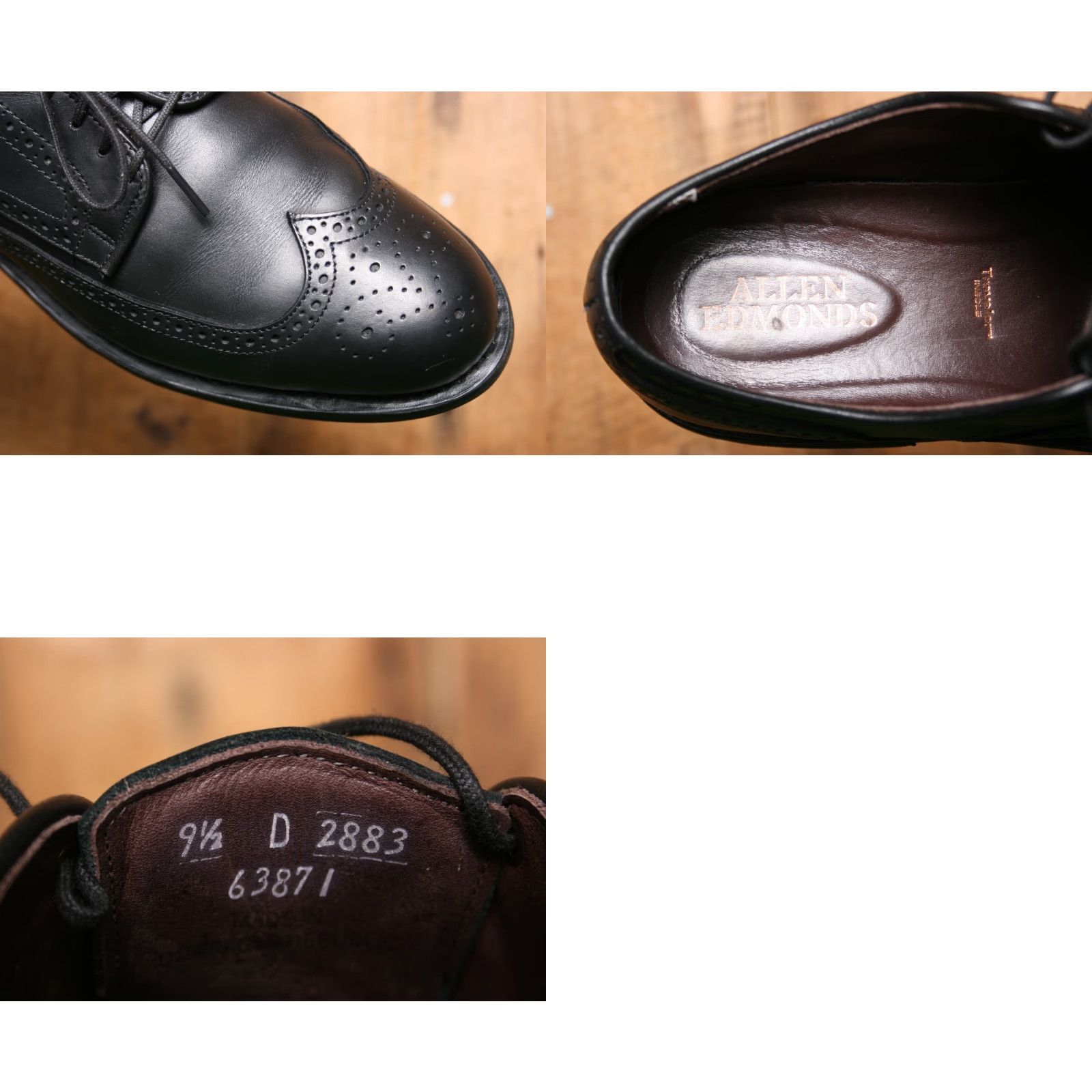 Allen Edmonds VINTAGE ALLEN EDMONDS Black Leather Feather Welt Wingtips w/Traveler Insoles Sz. 9.5 D Derby Dress Shoes Mens Size US 10 / EU 43 - 8 Thumbnail