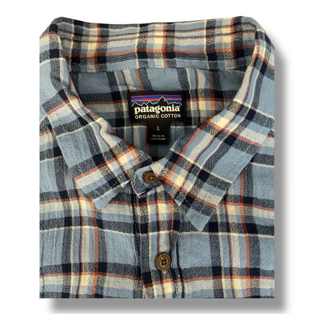 Patagonia Patagonia Blue Plaid Organic Cotton Button Front Top Size La Size US L / EU 52-54 / 3 - 6 Thumbnail