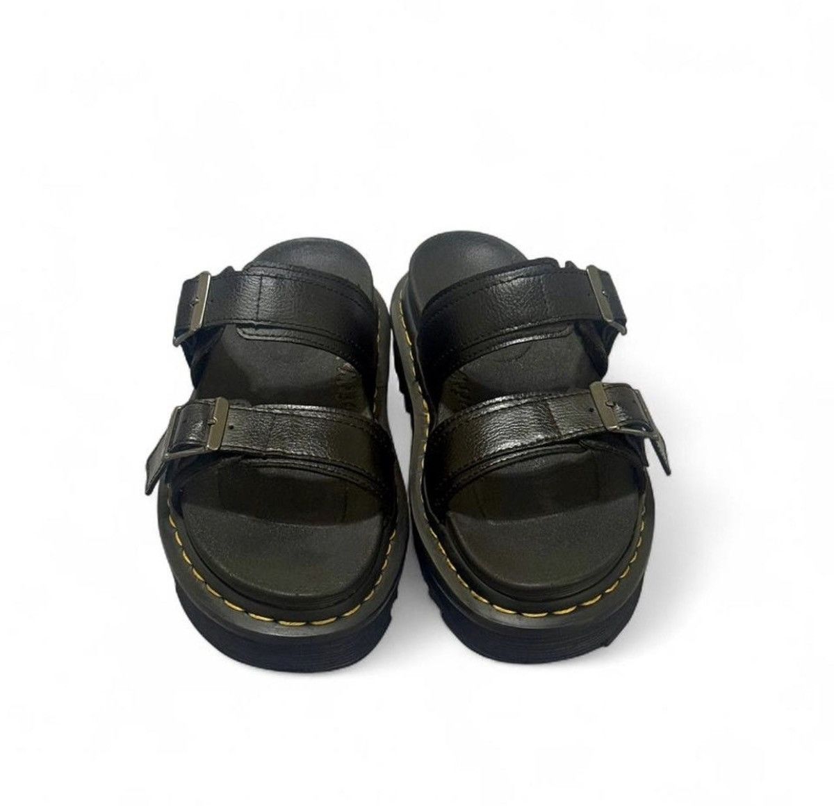 Dr. Martens Dr. Martens Platform Sandals | Black Leather Buckle Slides Size US 8 / IT 38 - 4 Thumbnail