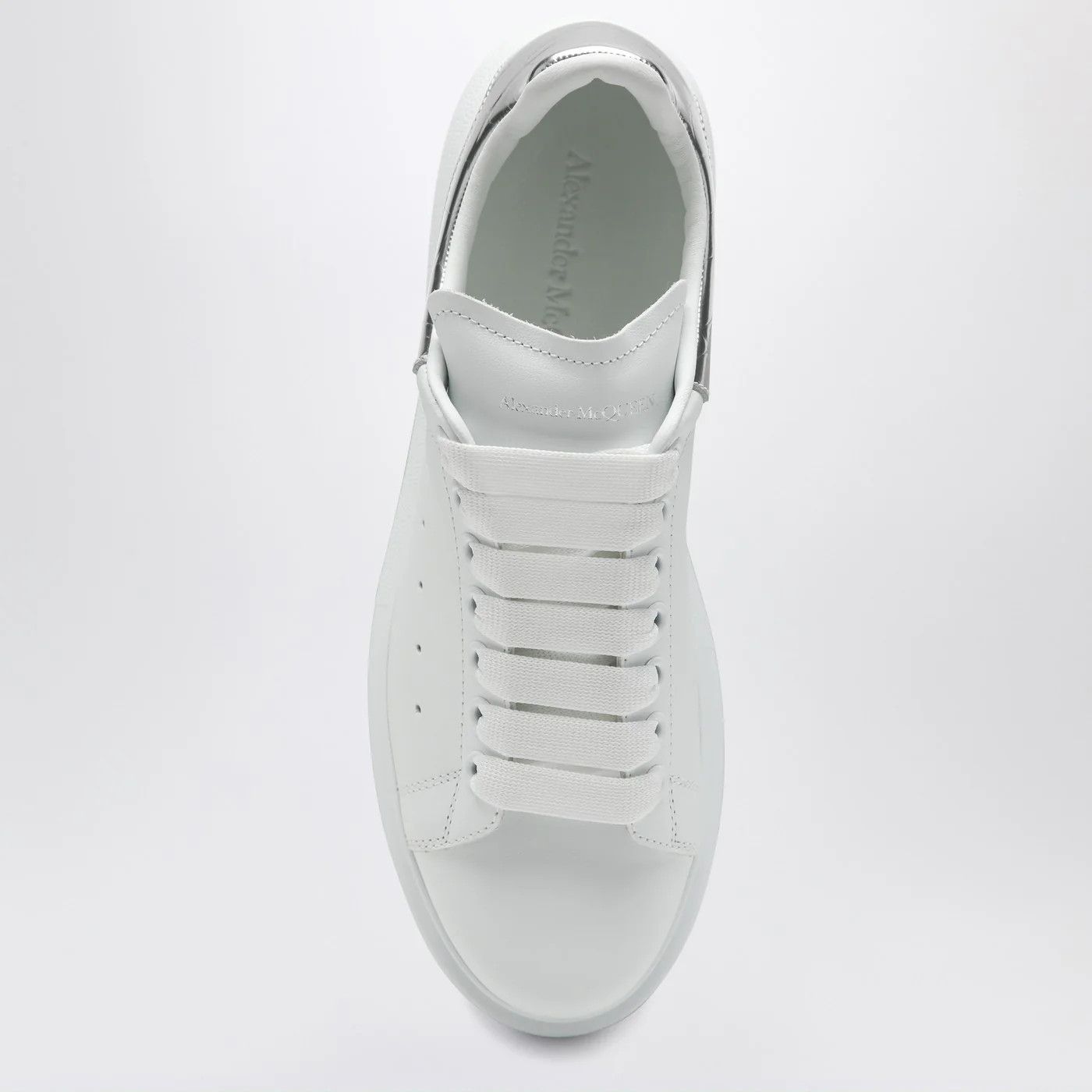 Alexander McQueen o1d2blof0426 Oversize Sneakers in White/Silver Size US 10 / IT 40 - 3 Thumbnail
