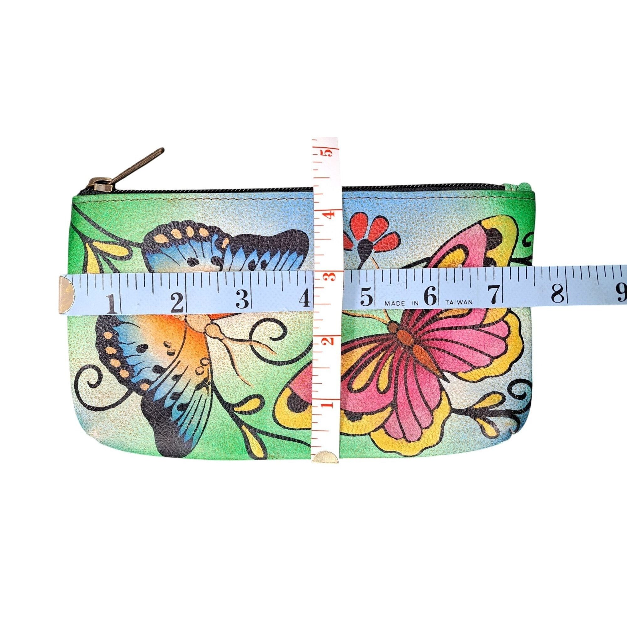 Other Anuschka Butterfly Cosmetic Bag Hand-Painted Leather Zipper Size ONE SIZE - 6 Thumbnail
