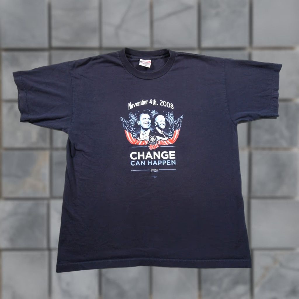 Vintage VINTAGE Obama Shirt Mens XL Blue Democratic Presidential Campaign 2008 Y2K Shirt Men USA Logo T-Shirt Size US XL / EU 56 / 4 - 1 Thumbnail