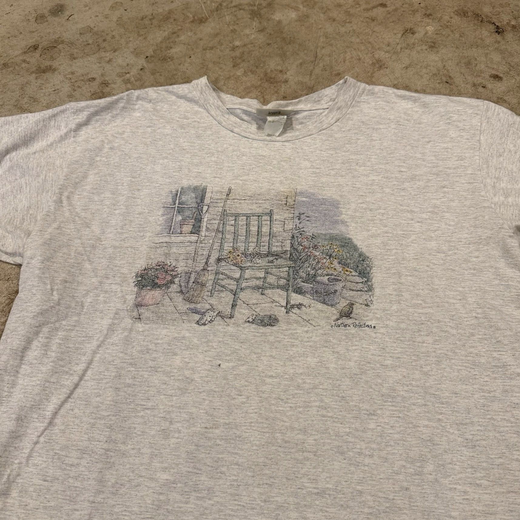 Northern Reflections VINTAGE Northern Reflections Tshirt Wooden Chair Flowers XL GRAY Size US XL / EU 56 / 4 - 2 Thumbnail