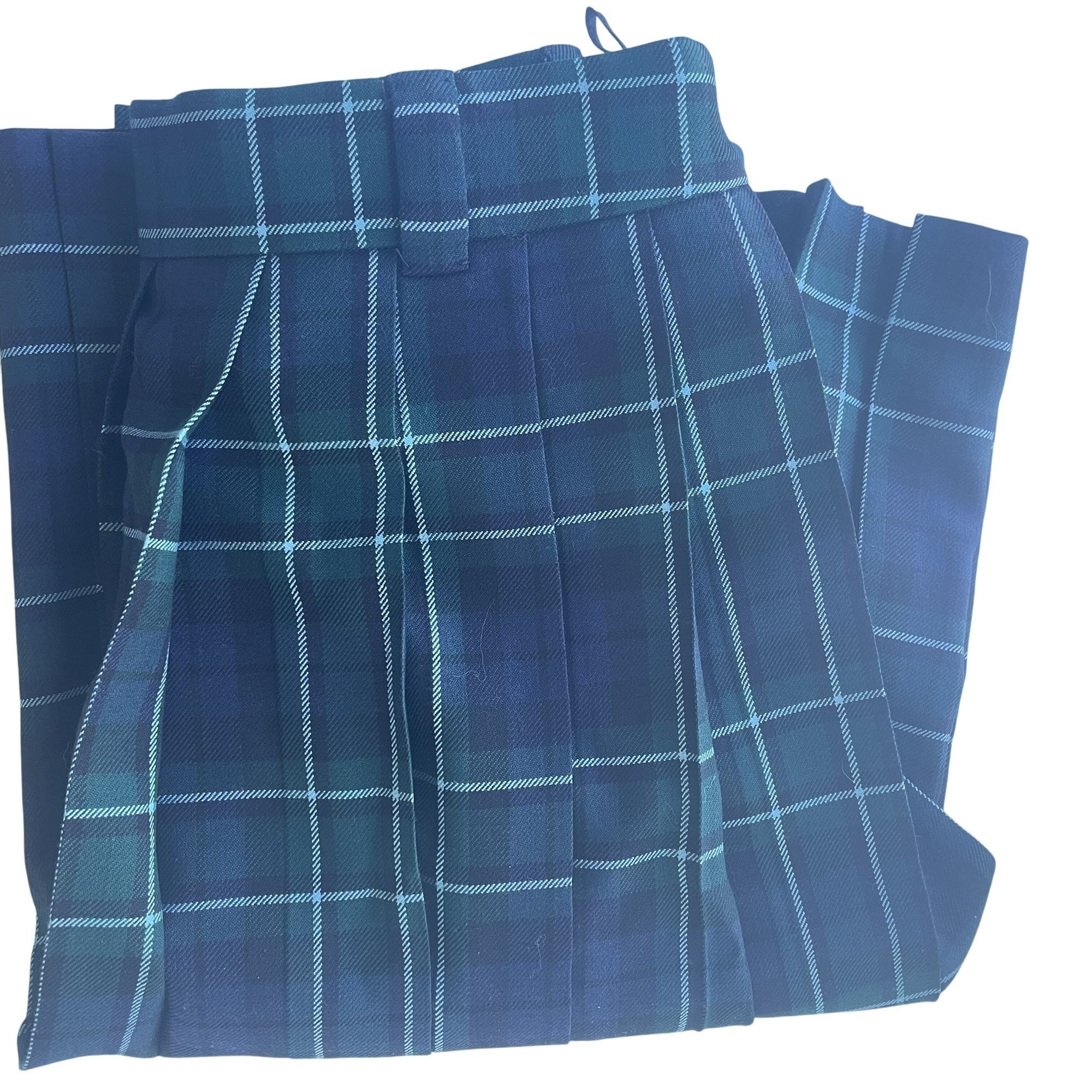 Miu Miu Miu Miu Green & Navy Plaid Pleated Wool Skirt Made In Italy Size 38" / US 16 / IT 52 - 7 Thumbnail