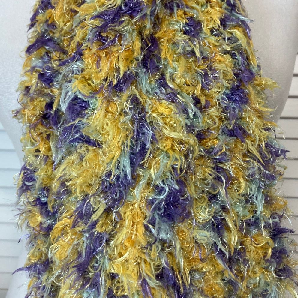 Handmade NWT Handmade Crocheted Multicolor Furry Scarf 68” Size ONE SIZE - 5 Thumbnail