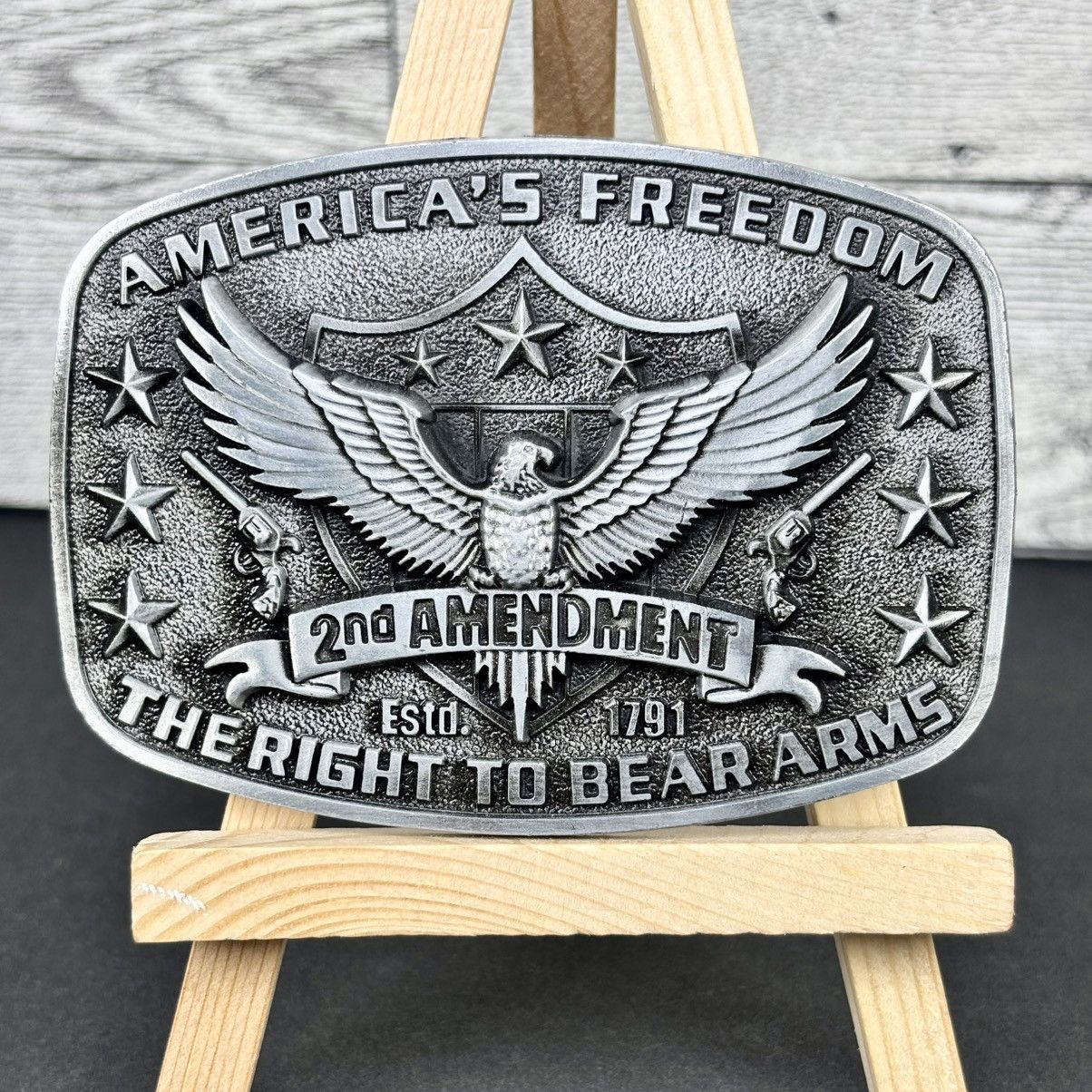 Other America Second Amendment 2A, 2nd, Freedom, Guns ASilver Tone Size ONE SIZE - 1 Thumbnail
