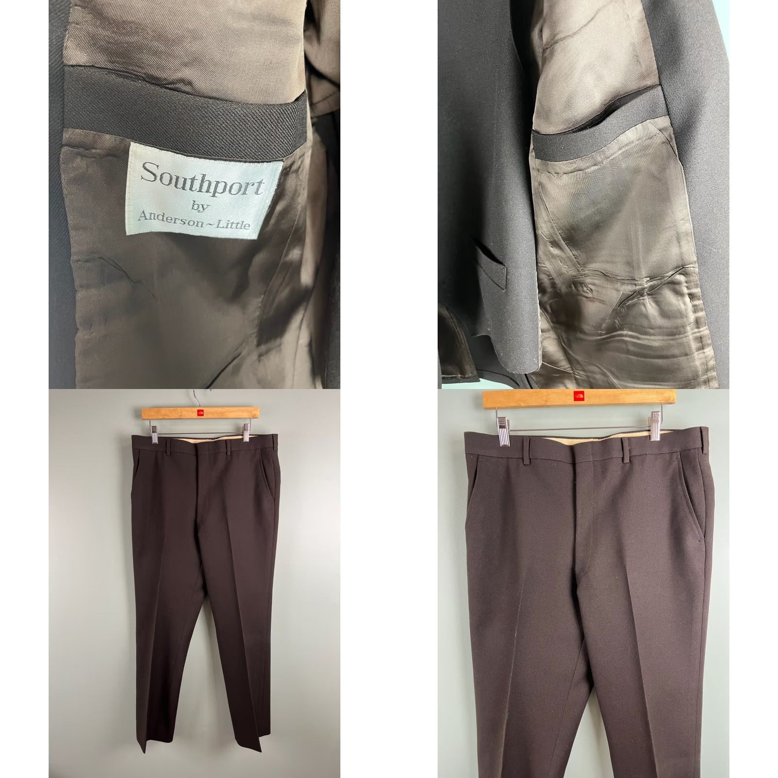 Vintage VINTAGE Anderson Little 3 Piece Suit Dark Brown Pants Jacket Vest 80s Mens Size 44R - 8 Thumbnail