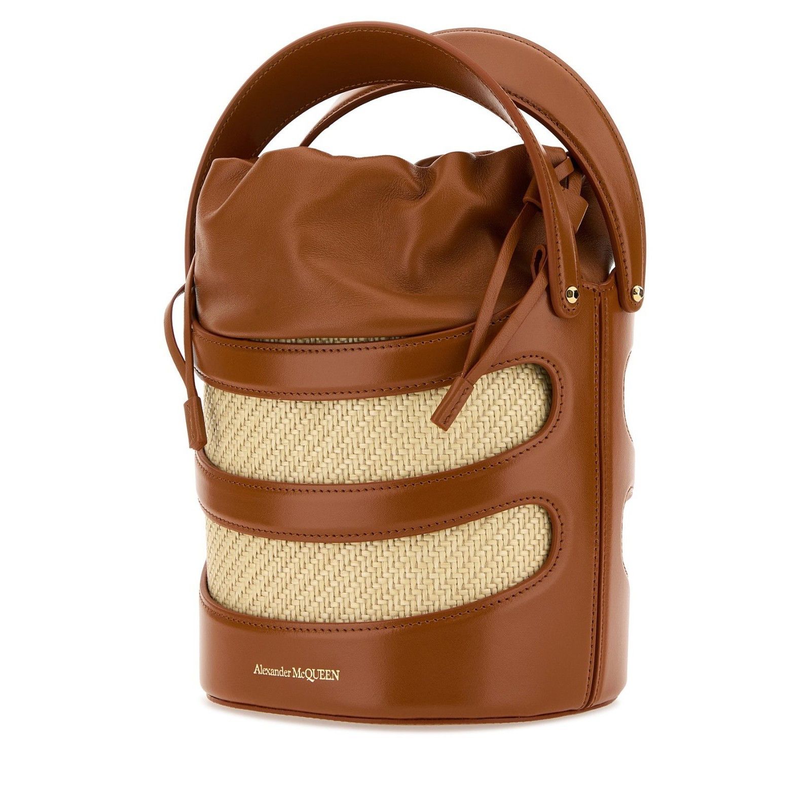 Alexander McQueen ALEXANDER MCQUEEN The Rise Two-Tone Brown Raffia / Leather B Size ONE SIZE - 2 Thumbnail
