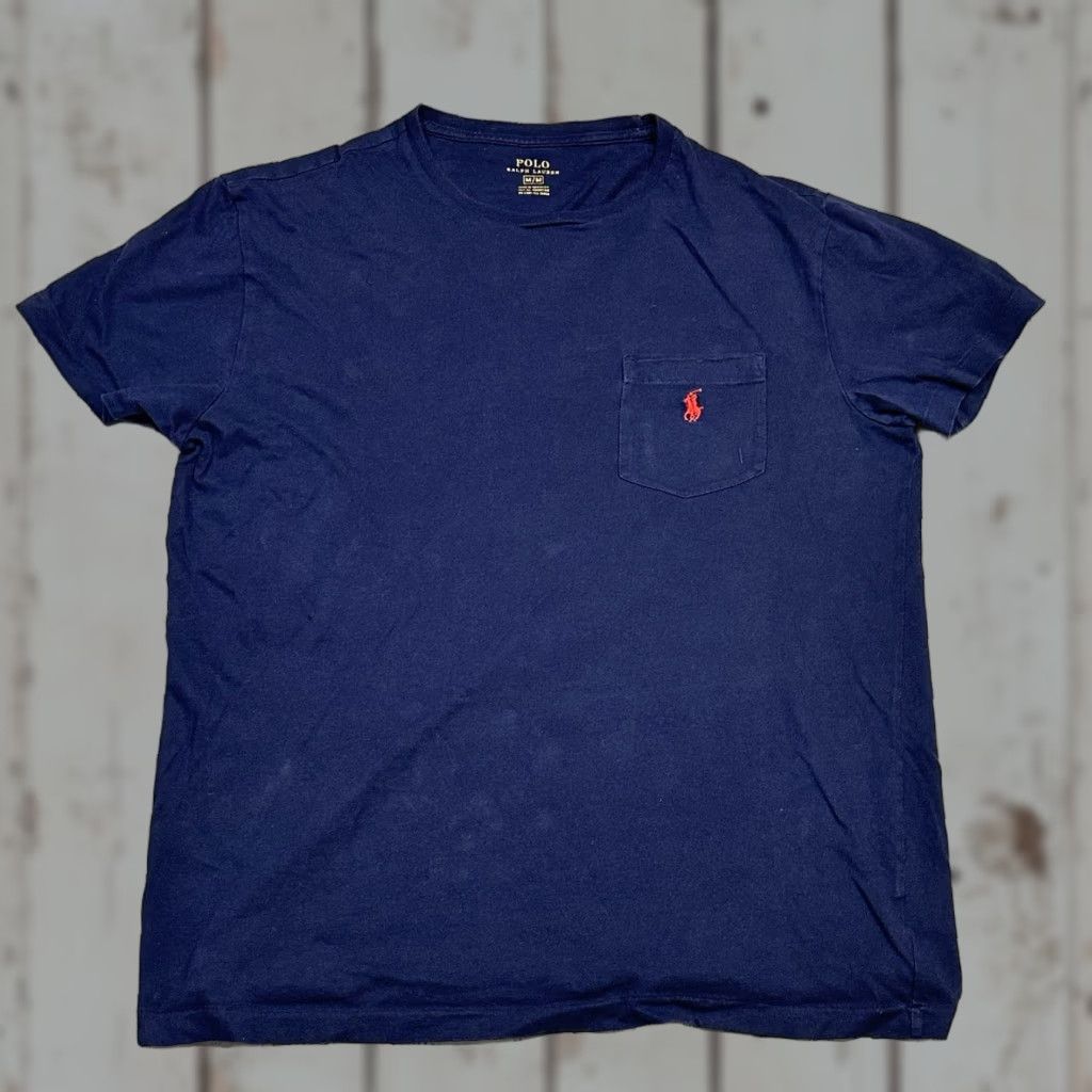 Ralph Lauren Polo Ralph Lauren Navy Blue Cotton Pocket Tee Red Pony Men's Medium Shirt Men's MEDIUM Navy Pocket Tee Size US M / EU 48-50 / 2 - 1 Thumbnail