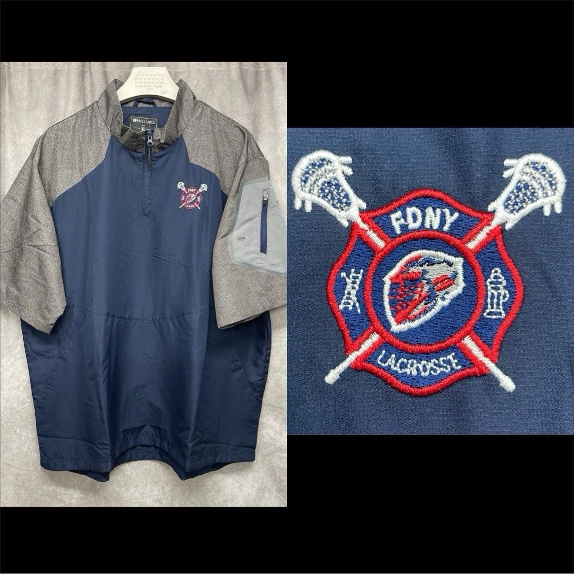 Holloway FDNY Lacrosse 1/4 Zip Pullover Track Jacket Windshirt Adult Size US XL / EU 56 / 4 - 1 Thumbnail