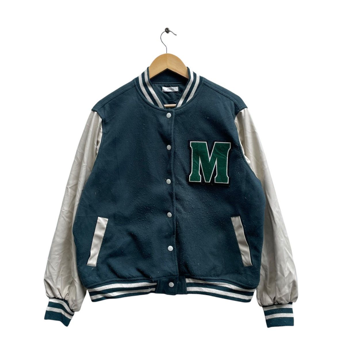 Japanese Brand Japanese Brand 2Pink Green Varsity Jacket Size US M / EU 48-50 / 2 - 1 Thumbnail