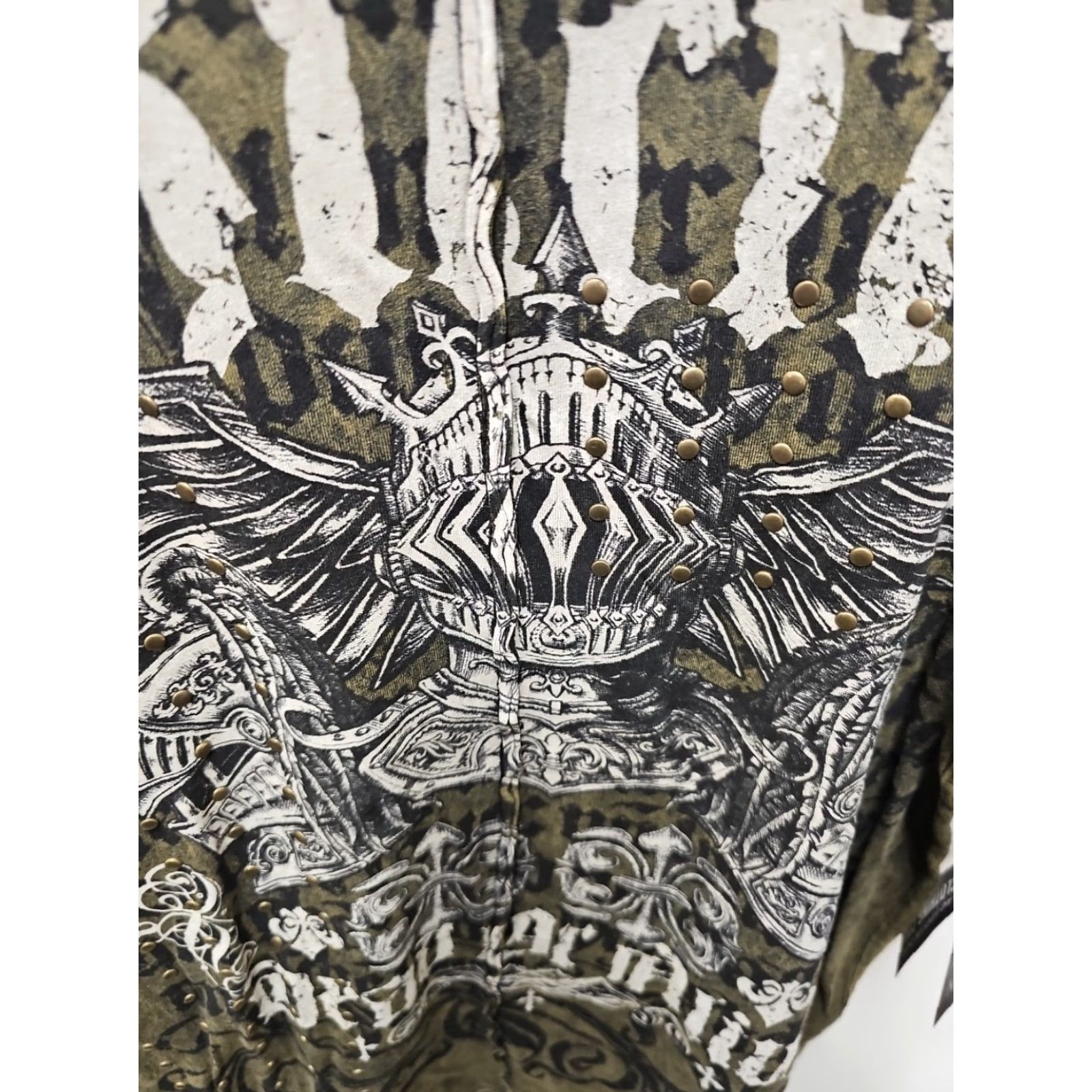 Affliction Affliction Shirt Men's Large Crewneck Beaded Distressed Graphic Print Multicolor Rockabilly 2000s Casual T-Shirt Crew Neck Short Sleeve Size US L / EU 52-54 / 3 - 3 Thumbnail