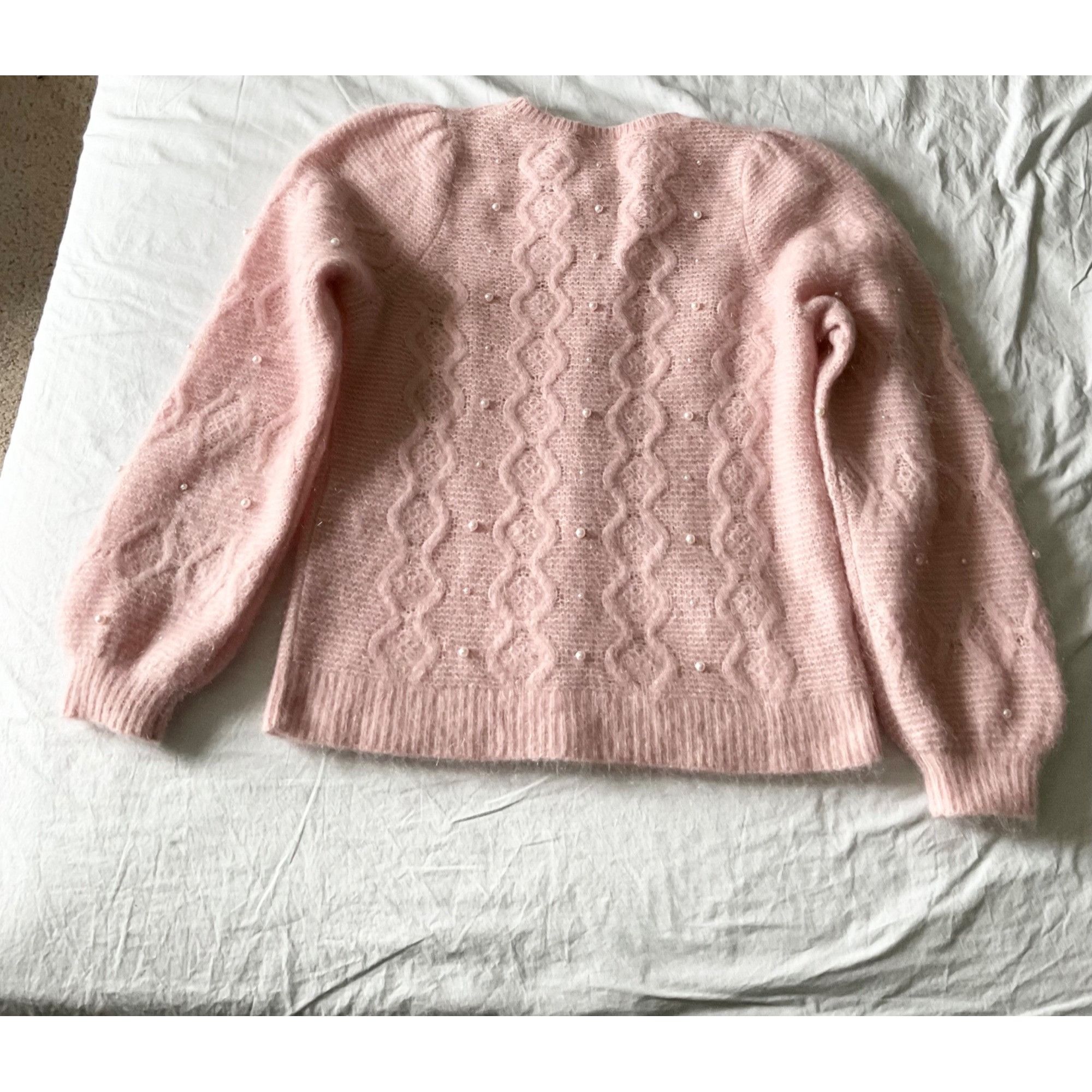 Sezane NWOT Sezane Nattie Cardigan Size M Powder Pink pearls bust36 Size M / US 6-8 / IT 42-44 - 3 Thumbnail