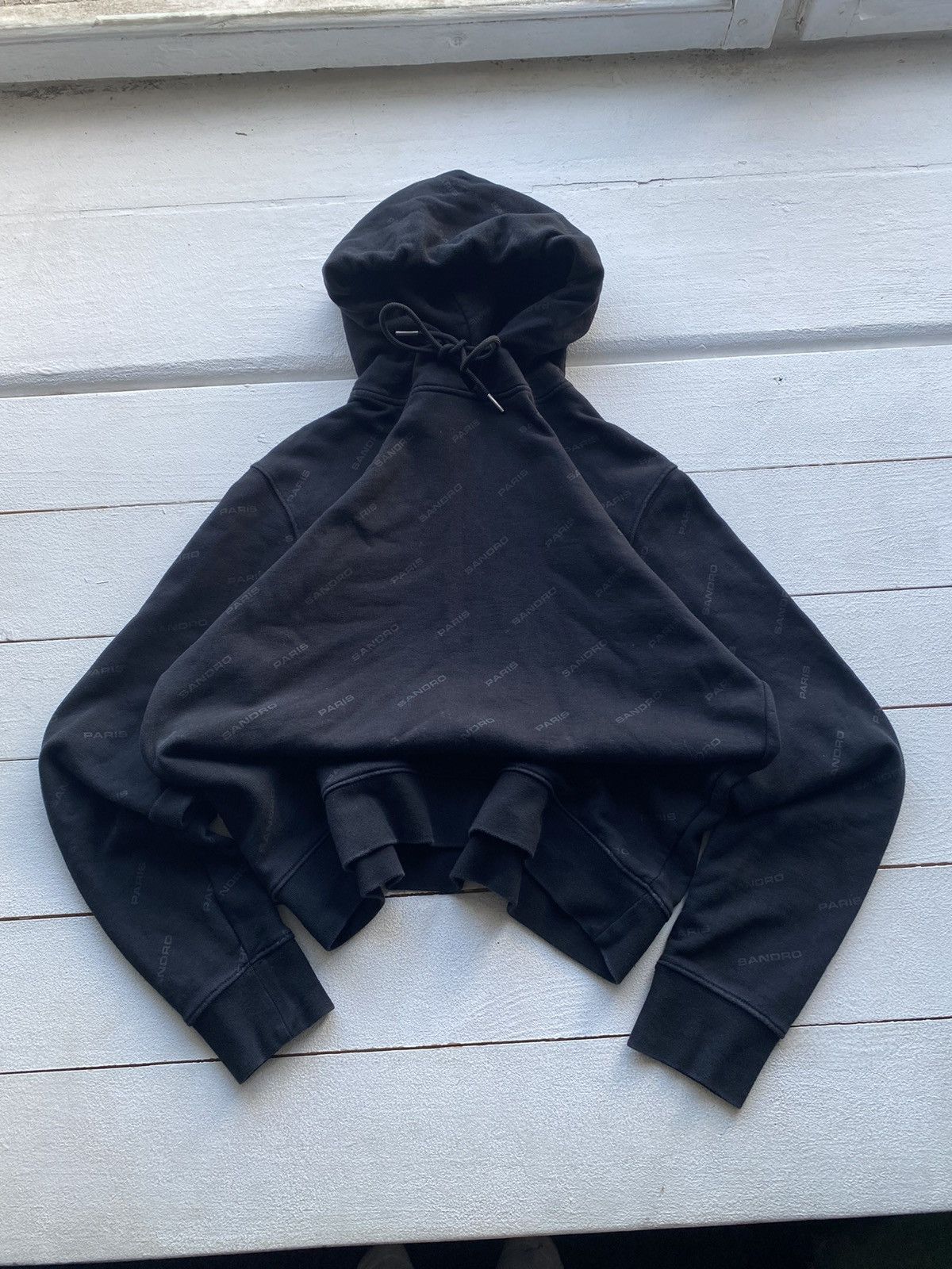 Designer × Sandro × Vintage Sandro Luxury Monogram Logo Black Mens Hoodie vintage Size US M / EU 48-50 / 2 - 1 Thumbnail