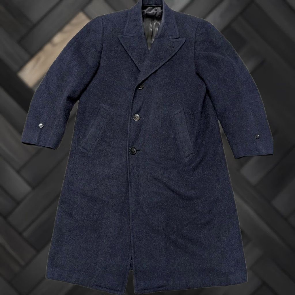 Vintage VINTAGE union made OVERCOAT blue wool peak lapel 38 S coat Mens 1940s VALGORA Size US S / EU 44-46 / 1 - 1 Thumbnail