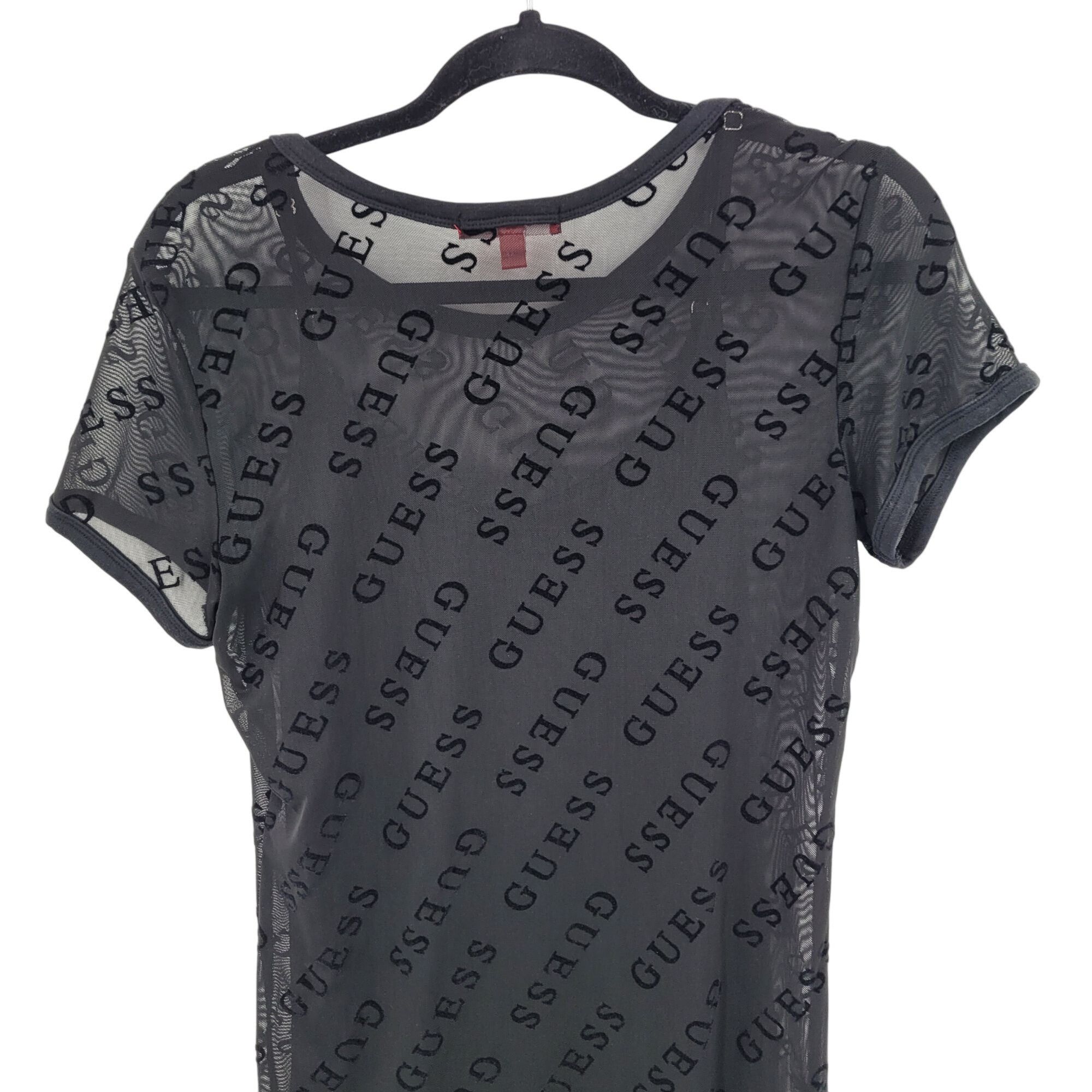 Guess Y2K Guess Black Sheer Mesh Velvet Logo Spell Out Mini Slip D Size M / US 6-8 / IT 42-44 - 12 Thumbnail