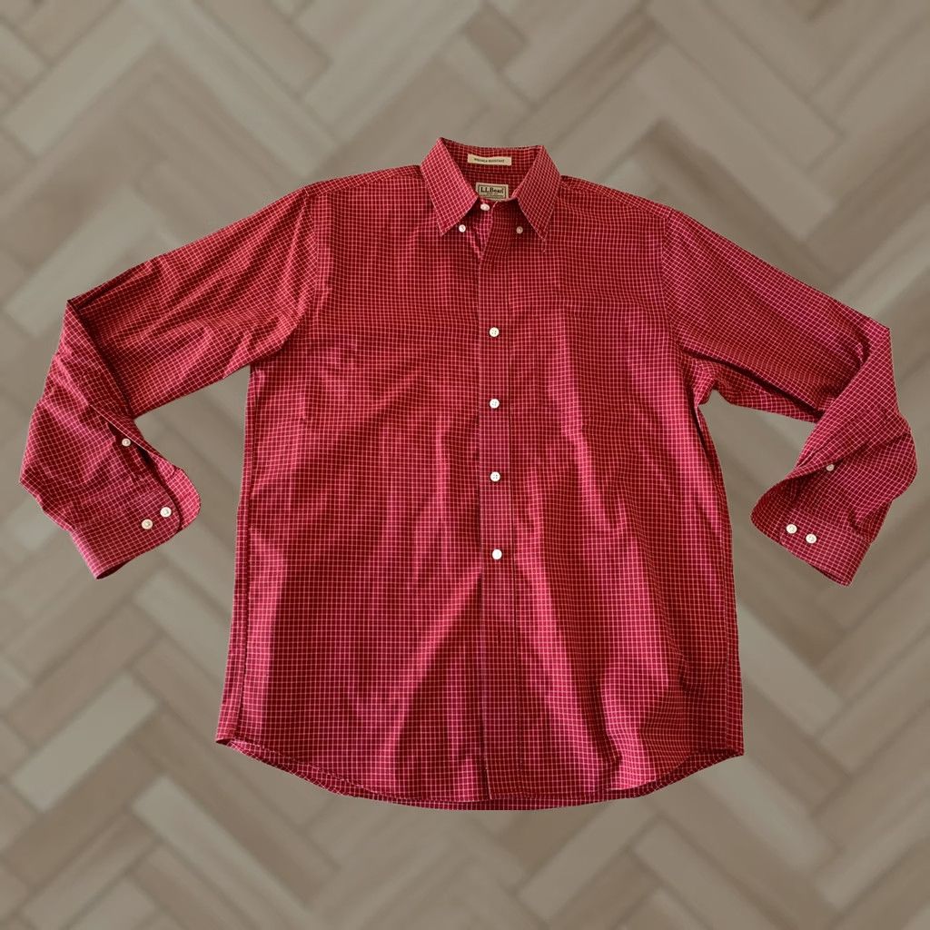 Vintage L.L. Bean Wrinkle Resistant Plaid Long Sleeve Button-Front Shirt Men M Red Size US M / EU 48-50 / 2 - 1 Thumbnail